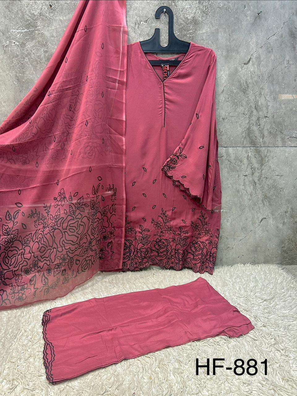 HOOR TEX HF 881 RAYON FANCY DESIGNER WORK READY MADE PAKISTANI SUIT