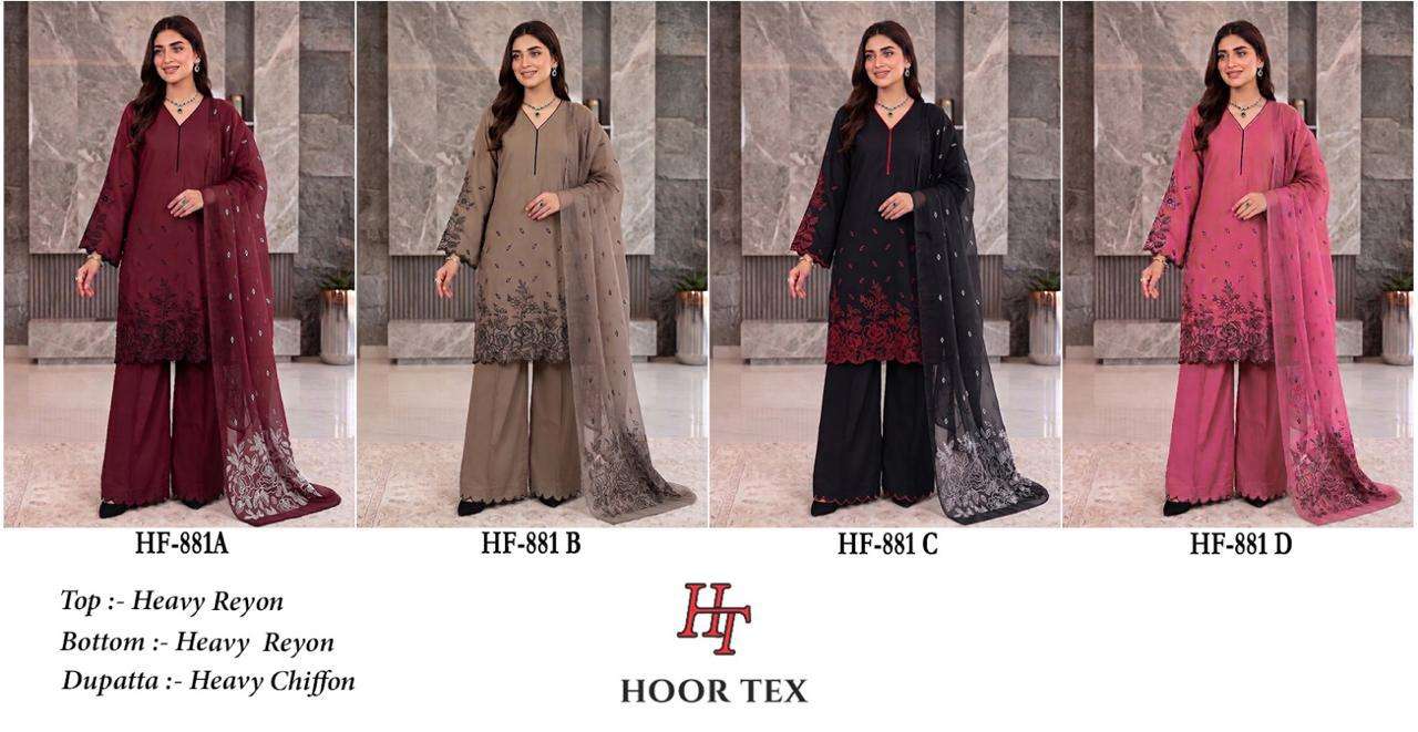 HOOR TEX HF 881 RAYON FANCY DESIGNER WORK READY MADE PAKISTANI SUIT