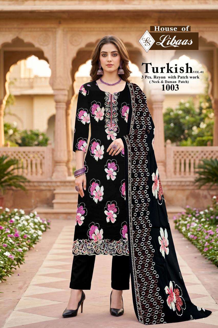 HOUSE OF LIBAAS TURKISH VOL 1 RAYON FANCY WORKS LADIES SALWAR SUIT