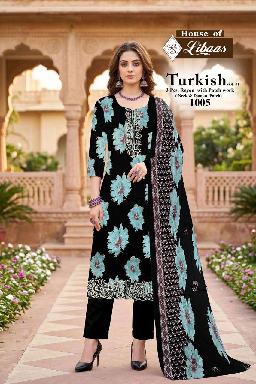 HOUSE OF LIBAAS TURKISH VOL 1 RAYON FANCY WORKS LADIES SALWAR SUIT