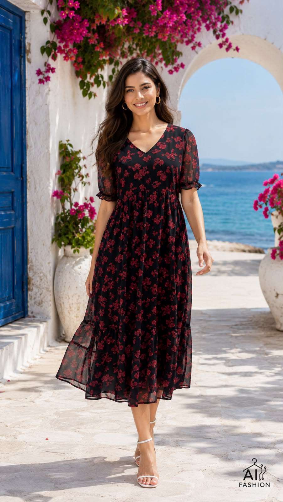 INLI BREEZE GEORGETTE PRINT FANCY LONG SUMMER WEAR GOWN
