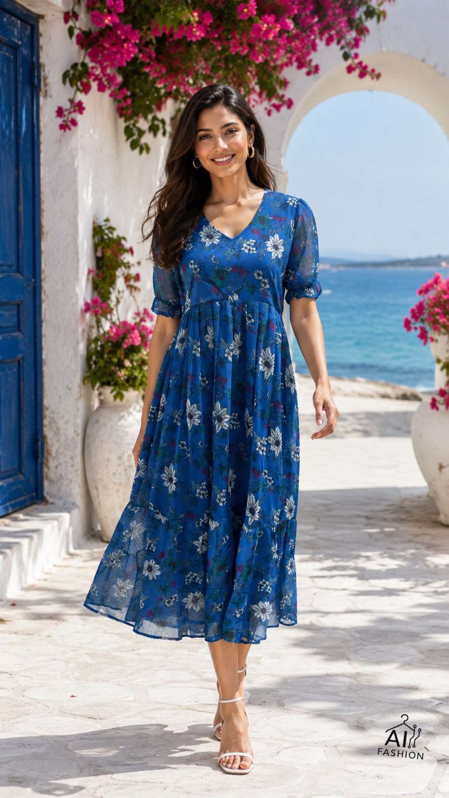 INLI BREEZE GEORGETTE PRINT FANCY LONG SUMMER WEAR GOWN