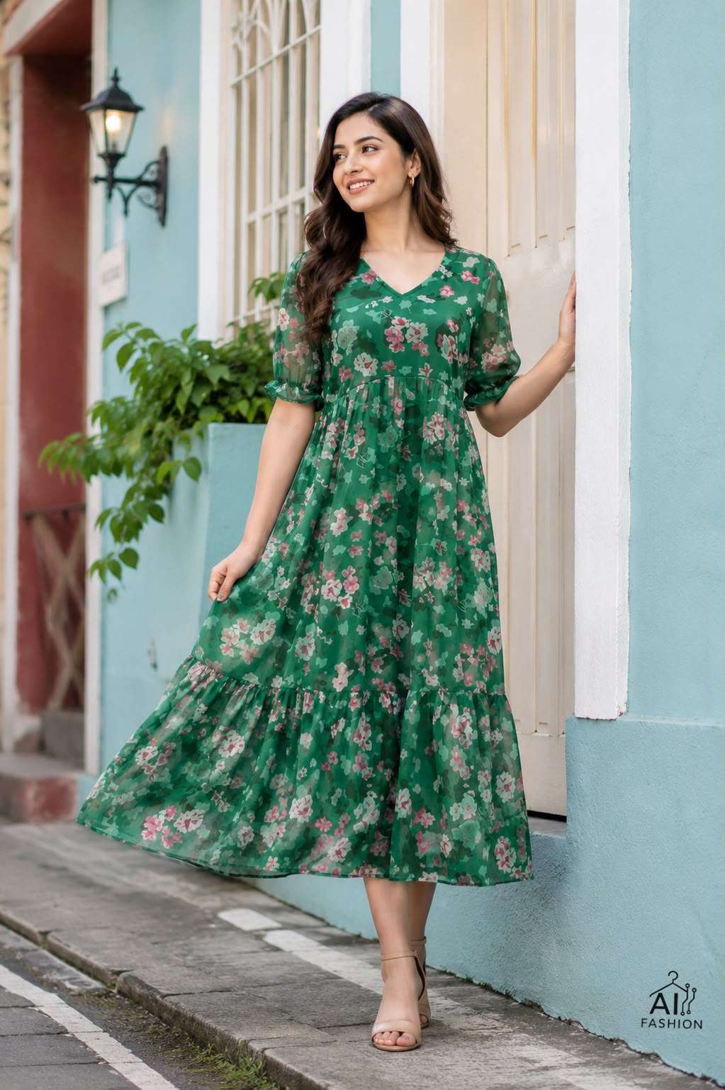 INLI BREEZE GEORGETTE PRINT FANCY LONG SUMMER WEAR GOWN