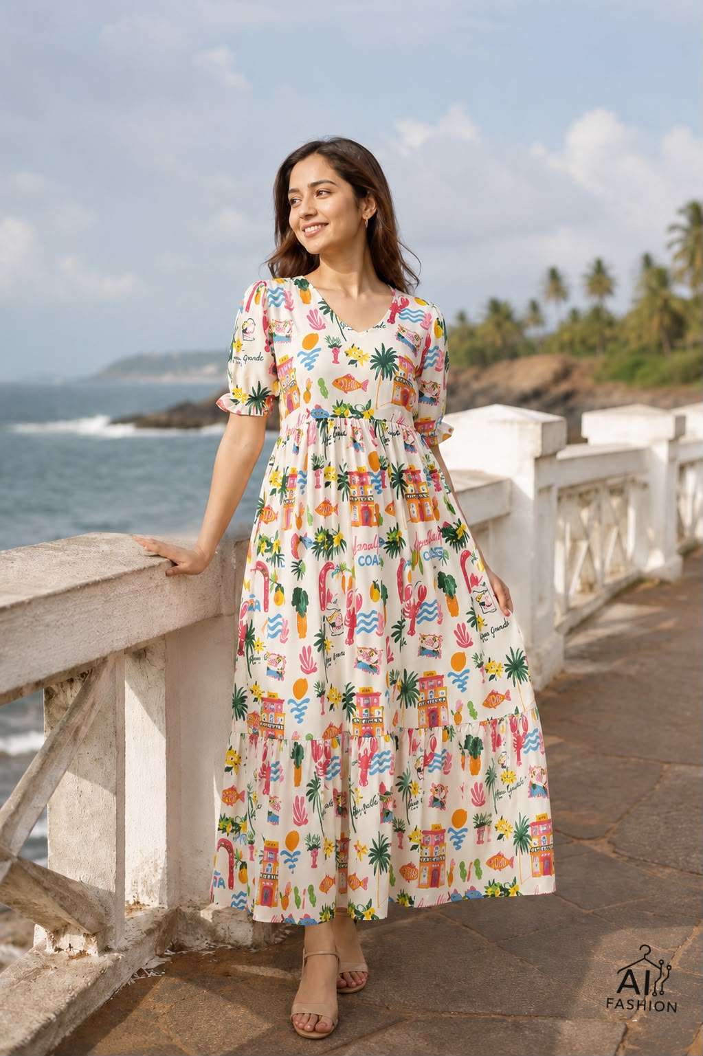 INLI BREEZE GEORGETTE PRINT FANCY LONG SUMMER WEAR GOWN