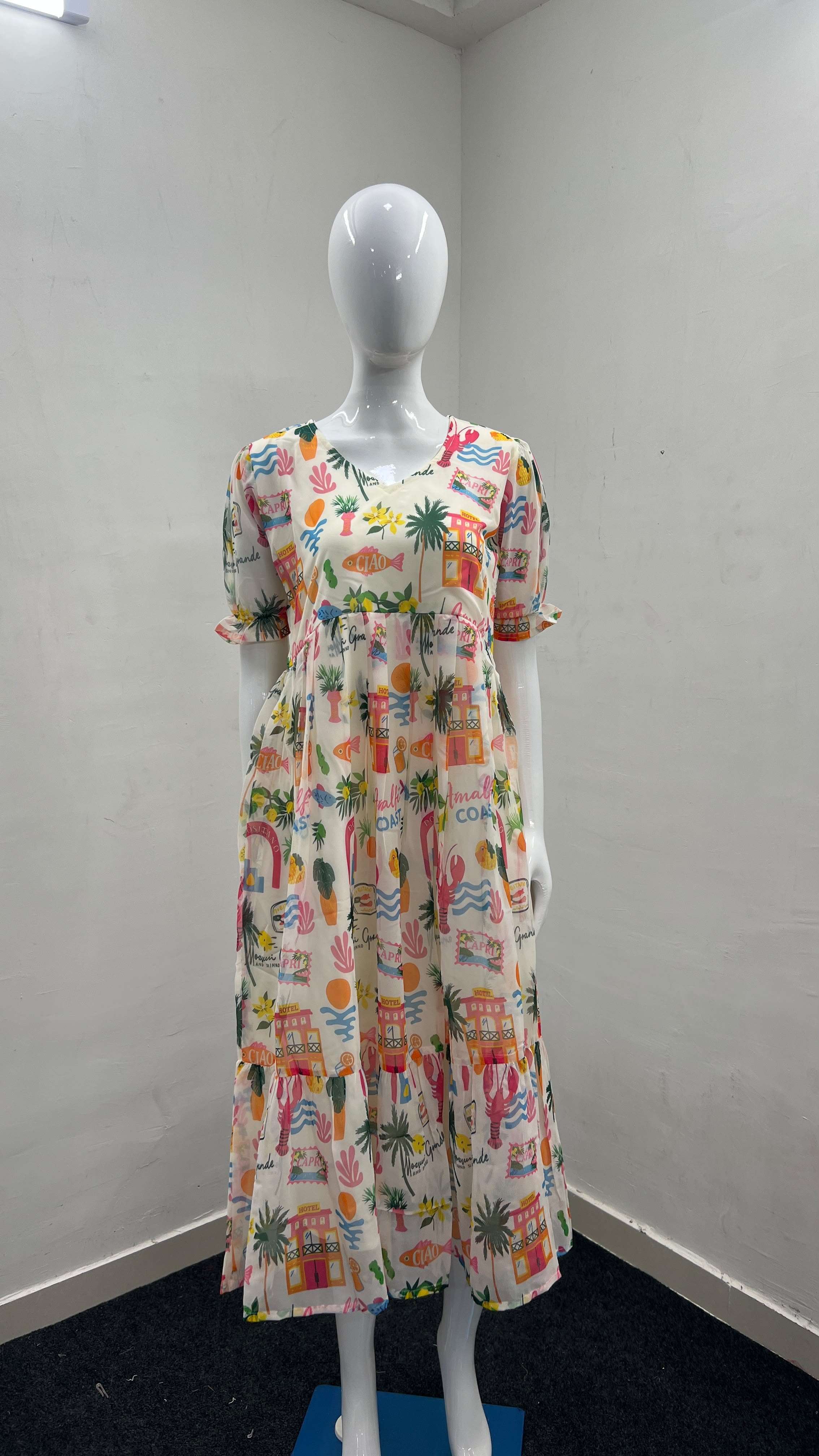 INLI BREEZE GEORGETTE PRINT FANCY LONG SUMMER WEAR GOWN