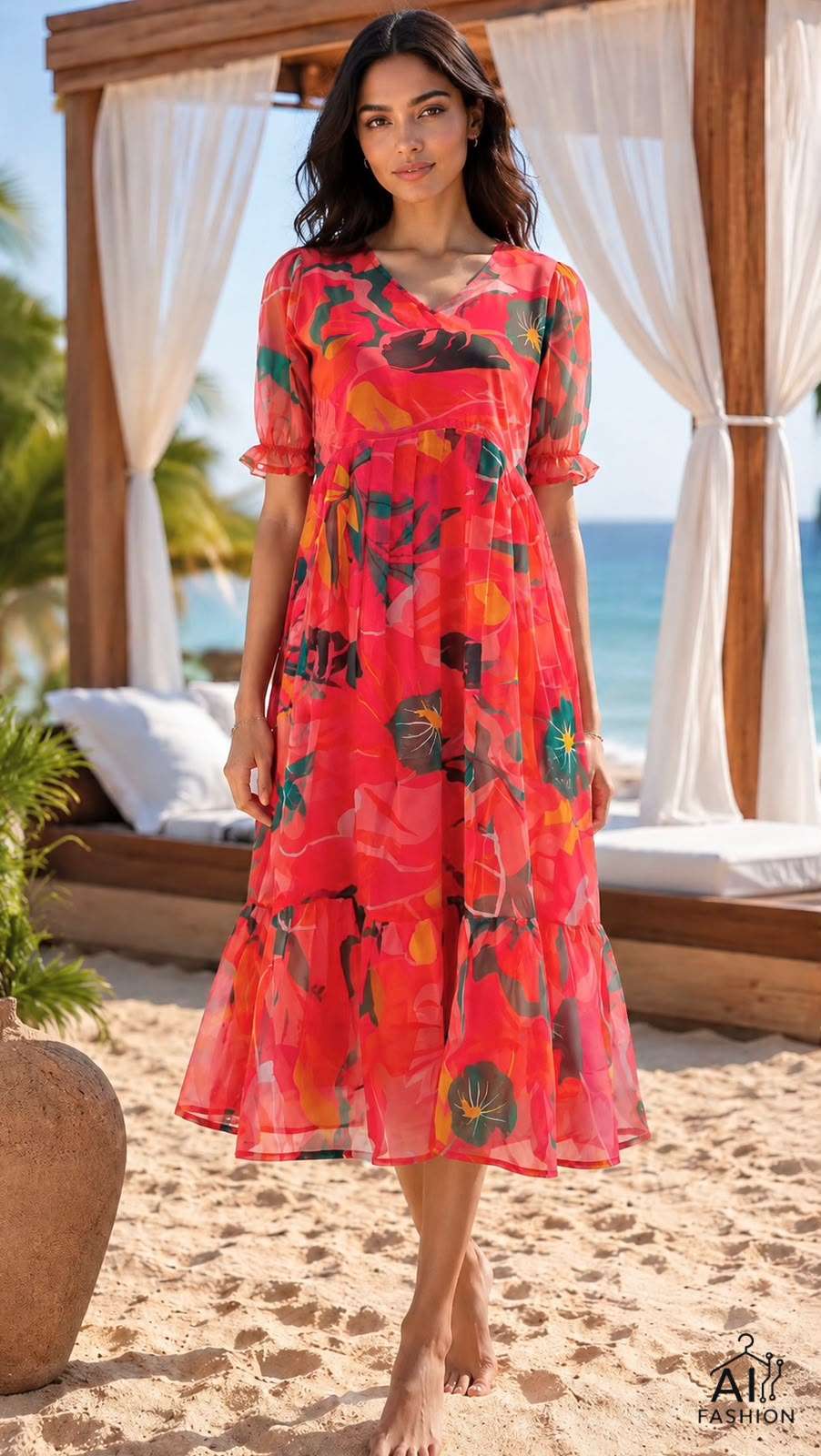 INLI BREEZE GEORGETTE PRINT FANCY LONG SUMMER WEAR GOWN