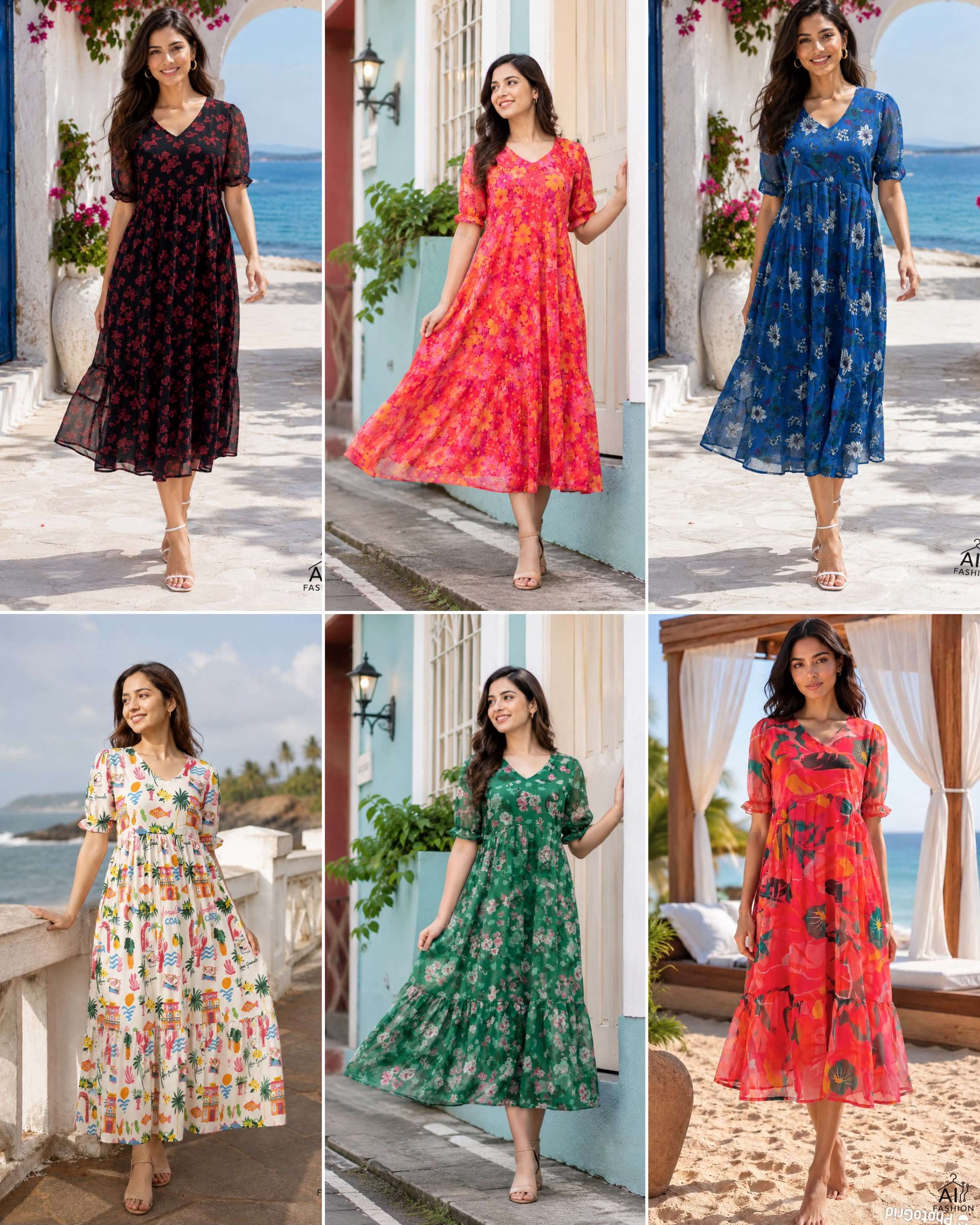 INLI BREEZE GEORGETTE PRINT FANCY LONG SUMMER WEAR GOWN