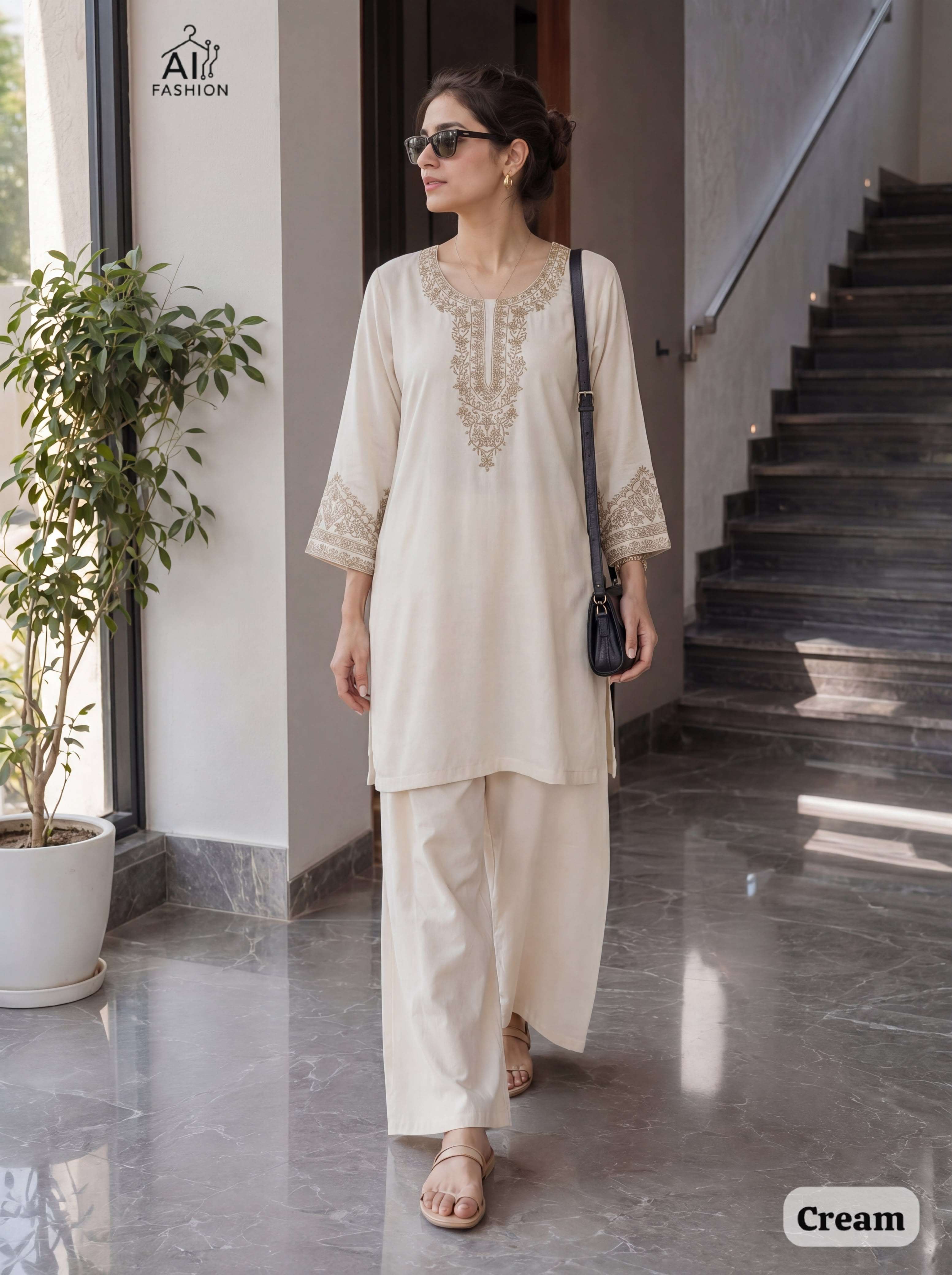 INLI BUNAAI RAYON FANCY WORKS LADIES SHORT KURTI WITH PLAZZO PAIR 