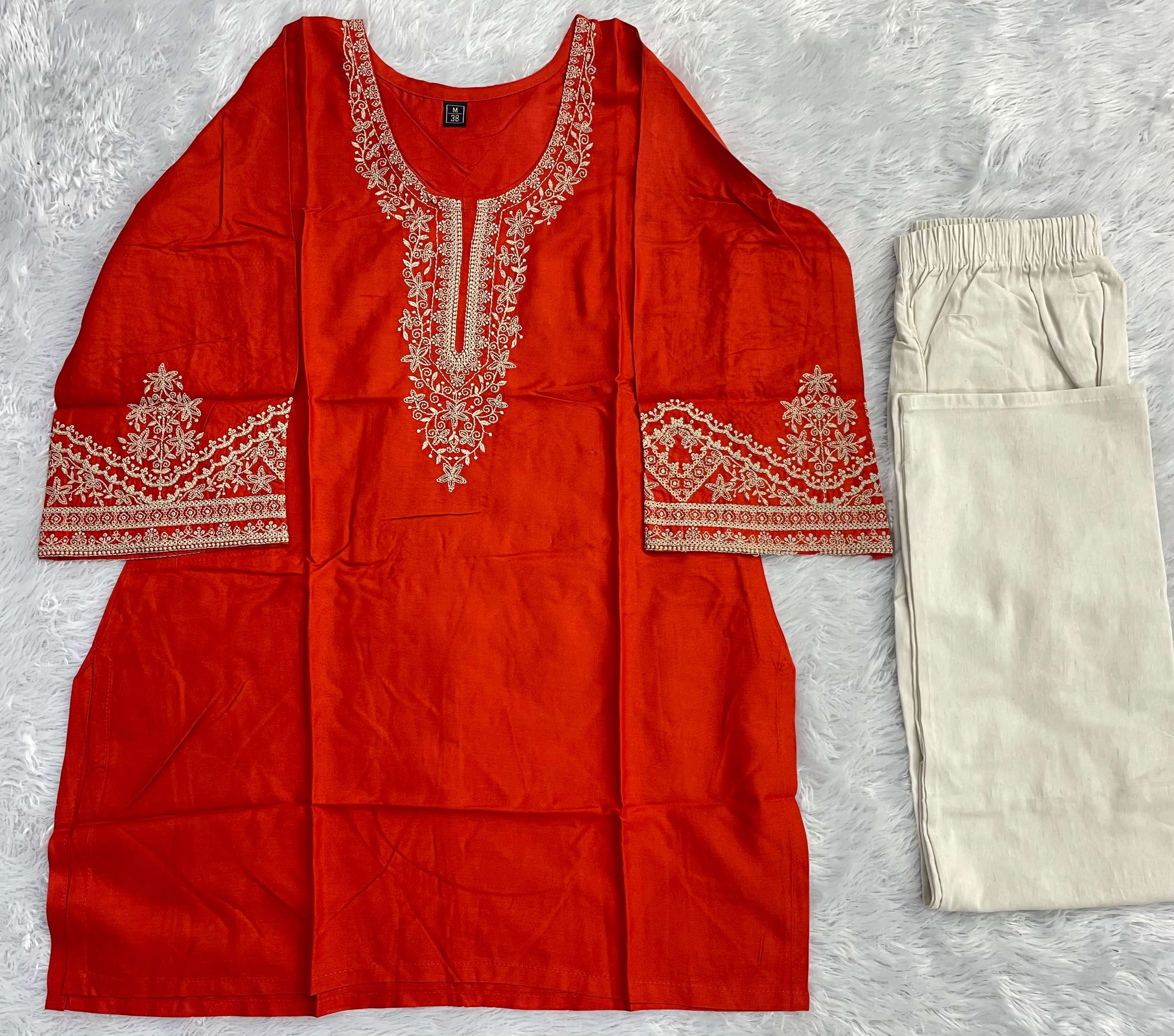 INLI BUNAAI RAYON FANCY WORKS LADIES SHORT KURTI WITH PLAZZO PAIR 