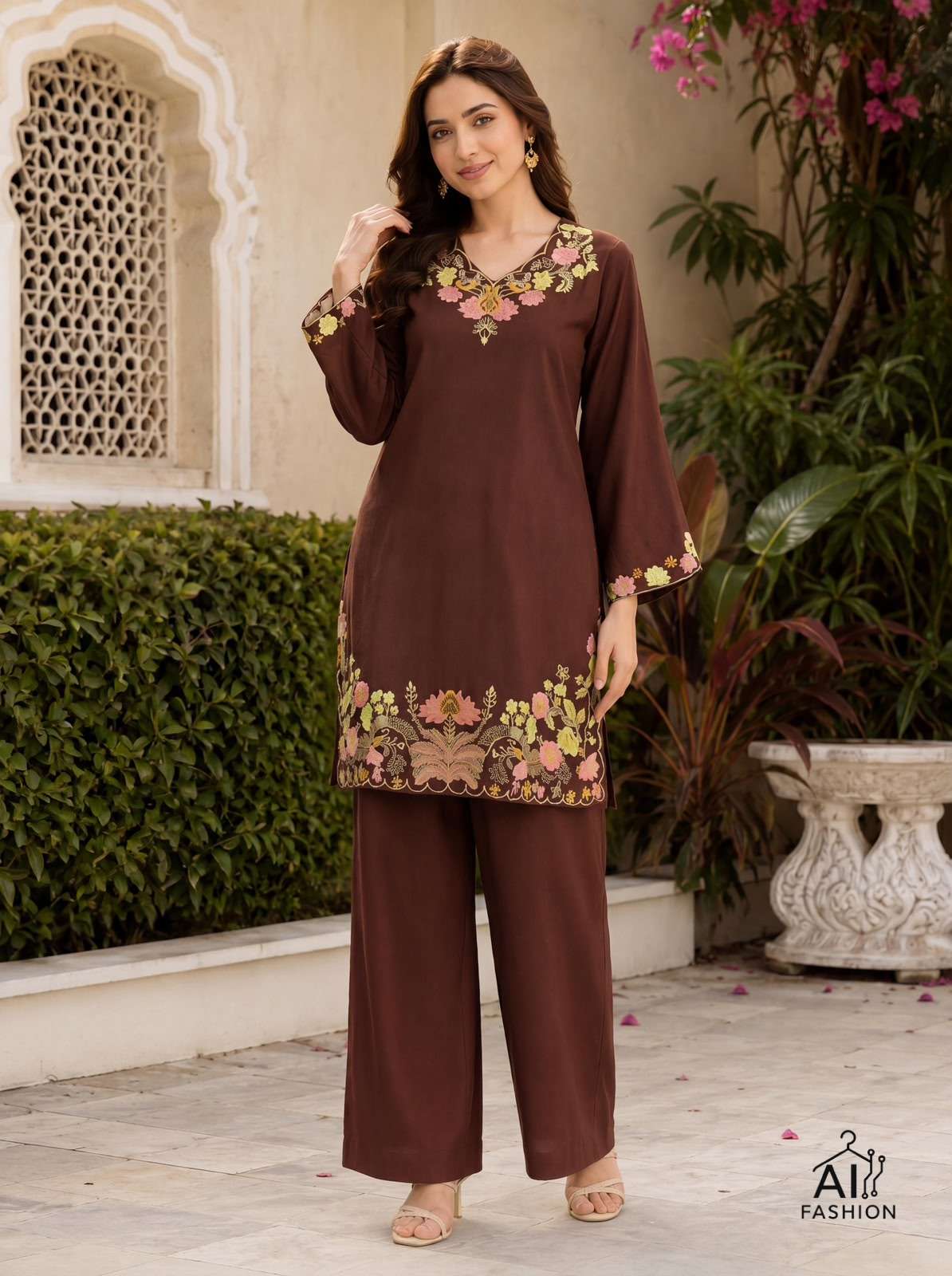 INLI KITTY PARTY RAYON FANCY WORKS LADIES KURTI BOTTOM PAIR 