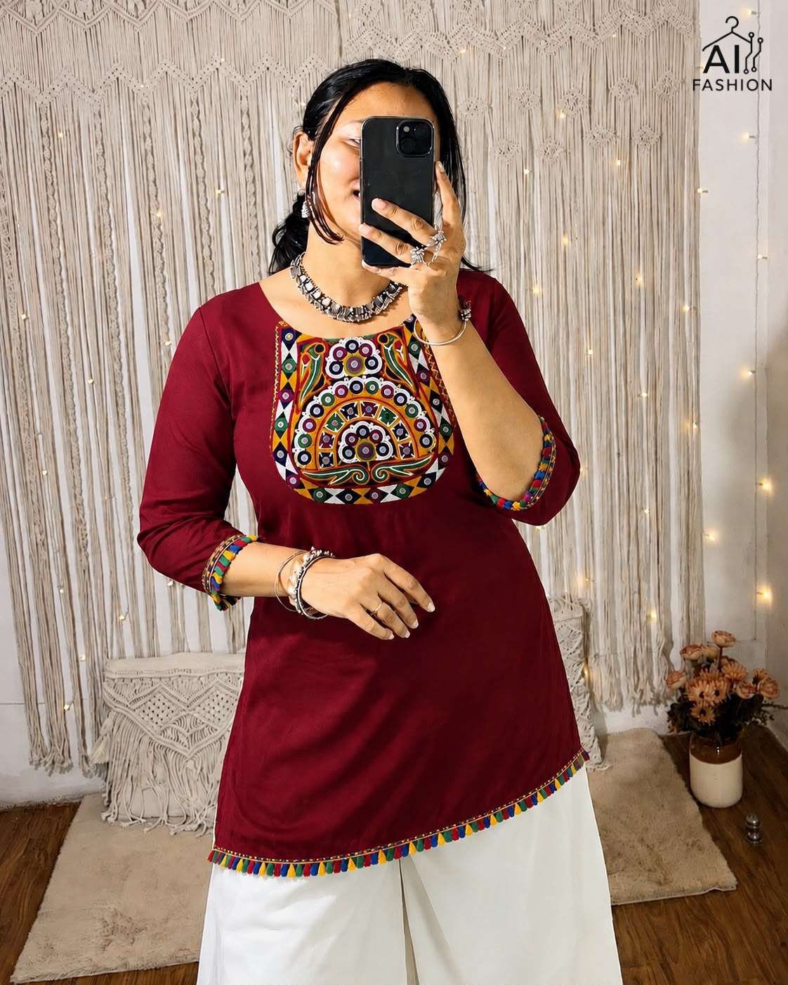 INLI PANKHUDI 2.0 RAYON FANCY MIRROR WORKS LADIES TOP 