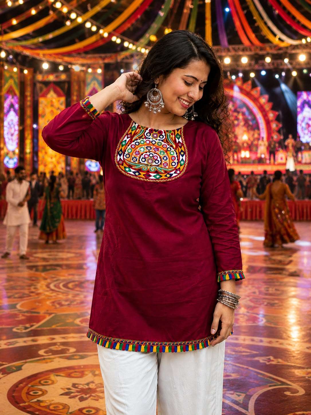 INLI PANKHUDI 2.0 RAYON FANCY MIRROR WORKS LADIES TOP 