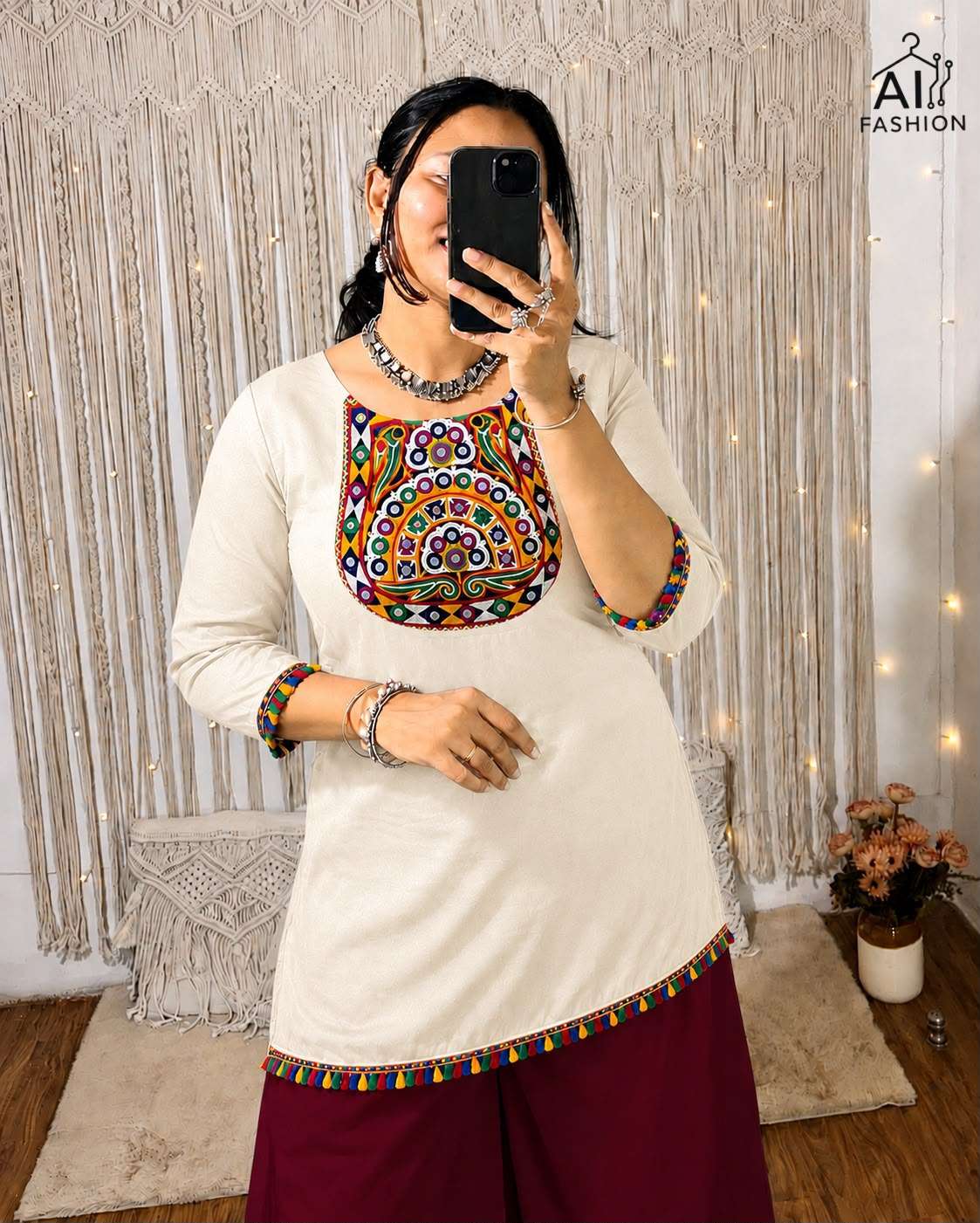 INLI PANKHUDI 2.0 RAYON FANCY MIRROR WORKS LADIES TOP 