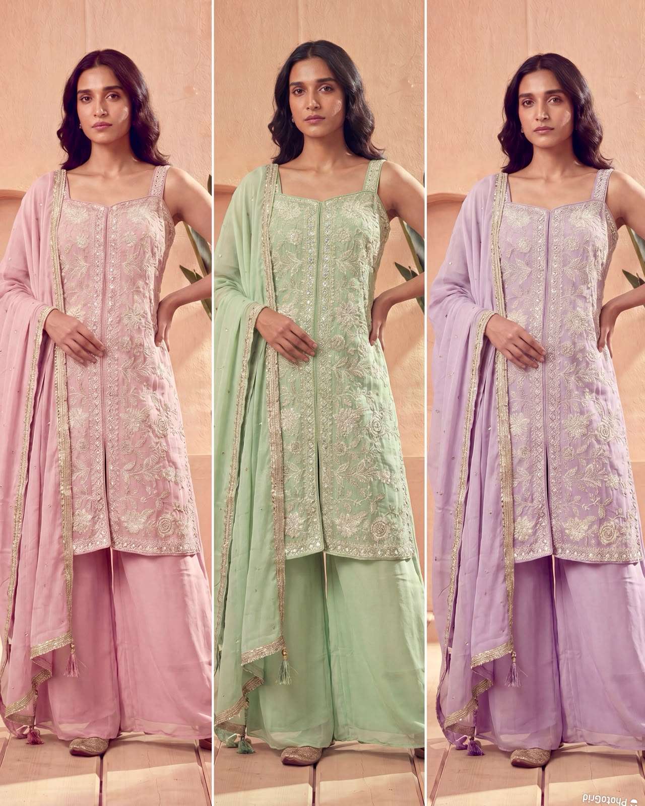 INLI PARTY COLLECTION SILK HEAVY EMBROIDERD DESIGNER FESTIVE WEAR SUIT