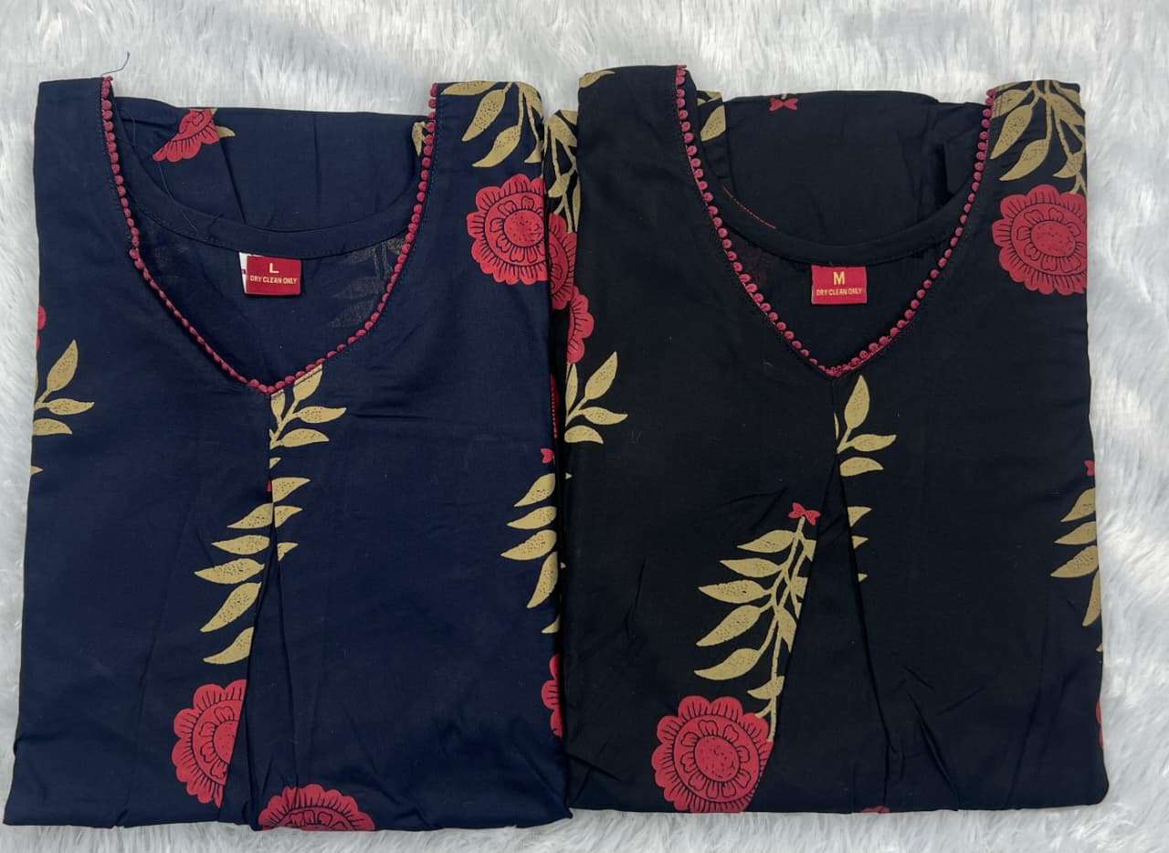 INLI SUMMER CORD SET VOL 2.0 RAYON PRINT LONG FLARED KURTI WITH BOTTOM PAIR 