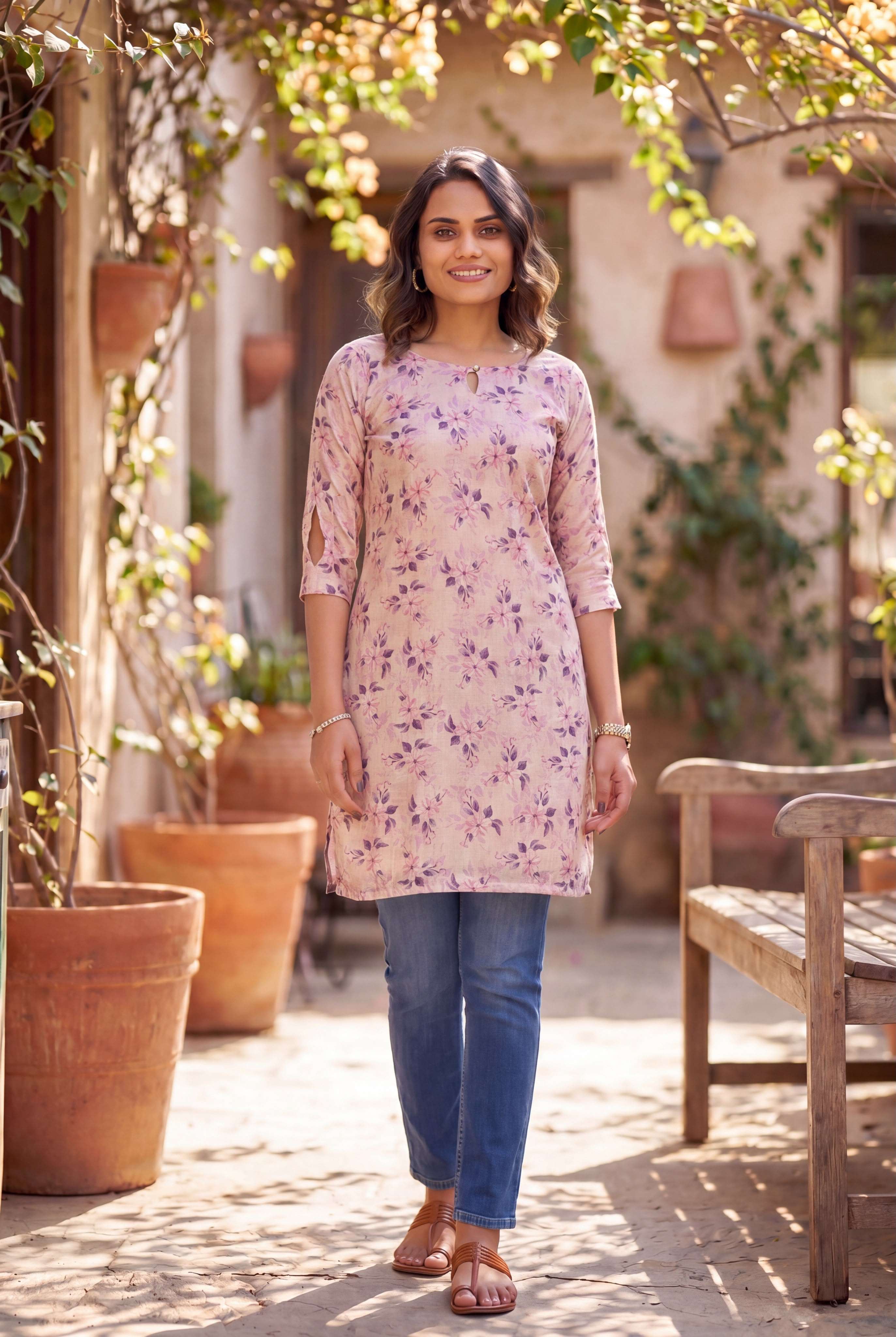 INLI TRISHA PRINTED SILK FABRICS FANCY DAILY WEAR LADIES KURTI