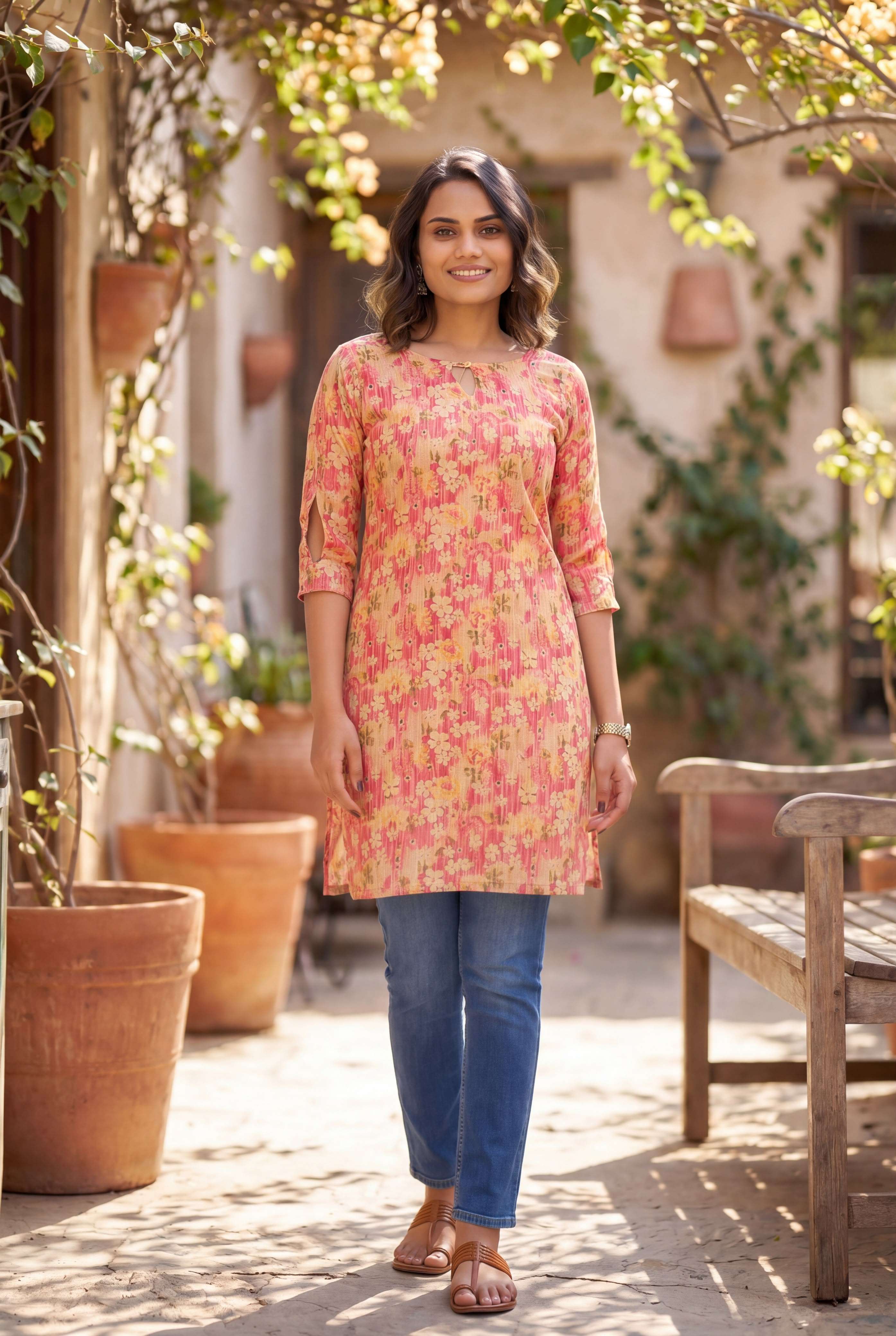 INLI TRISHA PRINTED SILK FABRICS FANCY DAILY WEAR LADIES KURTI