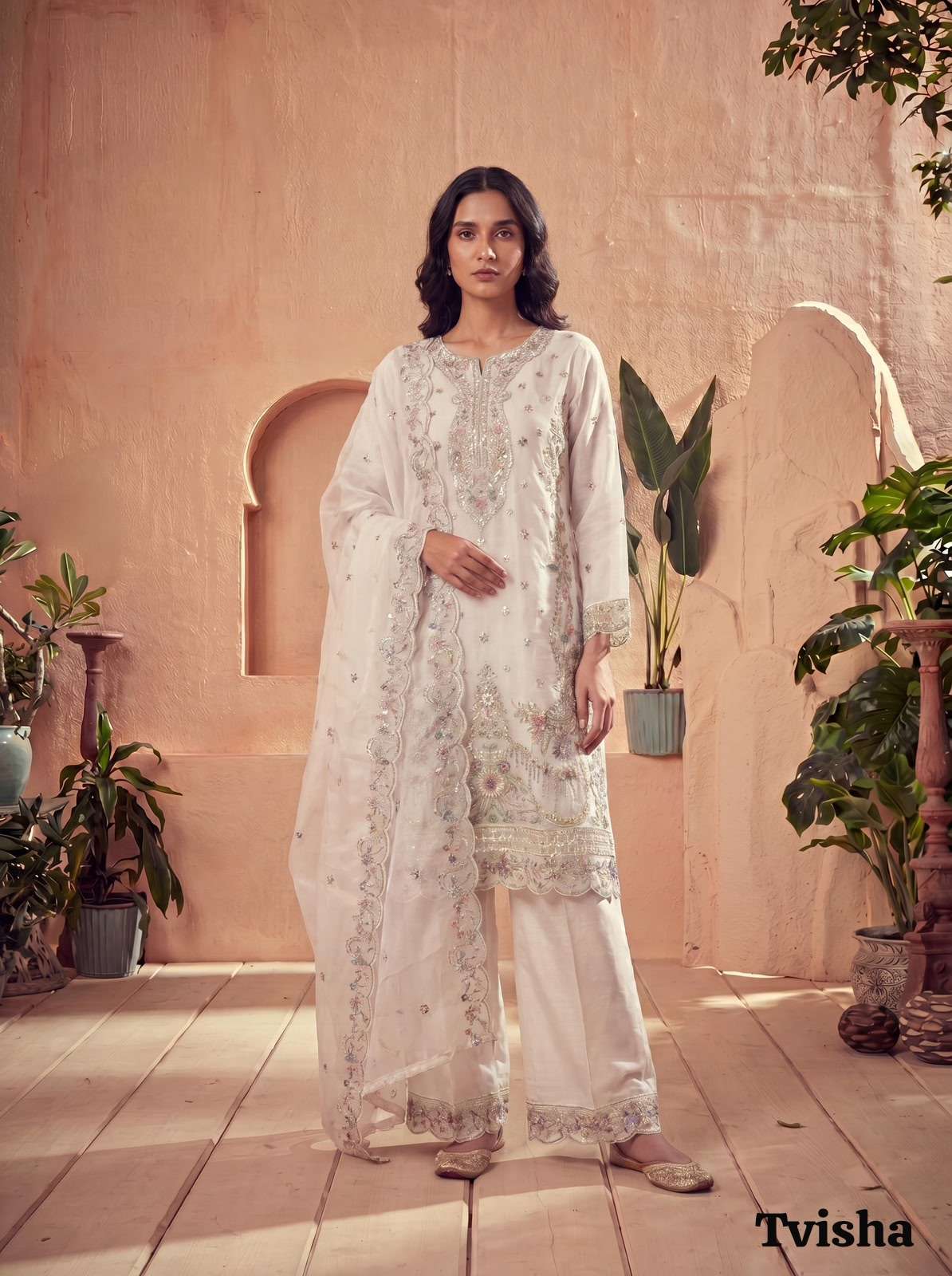 INLI TVISHA VOL 2 ORGANZA SILK HEAVY EMBROIDERD DESIGNER WORK READY MADE LADIES SUIT