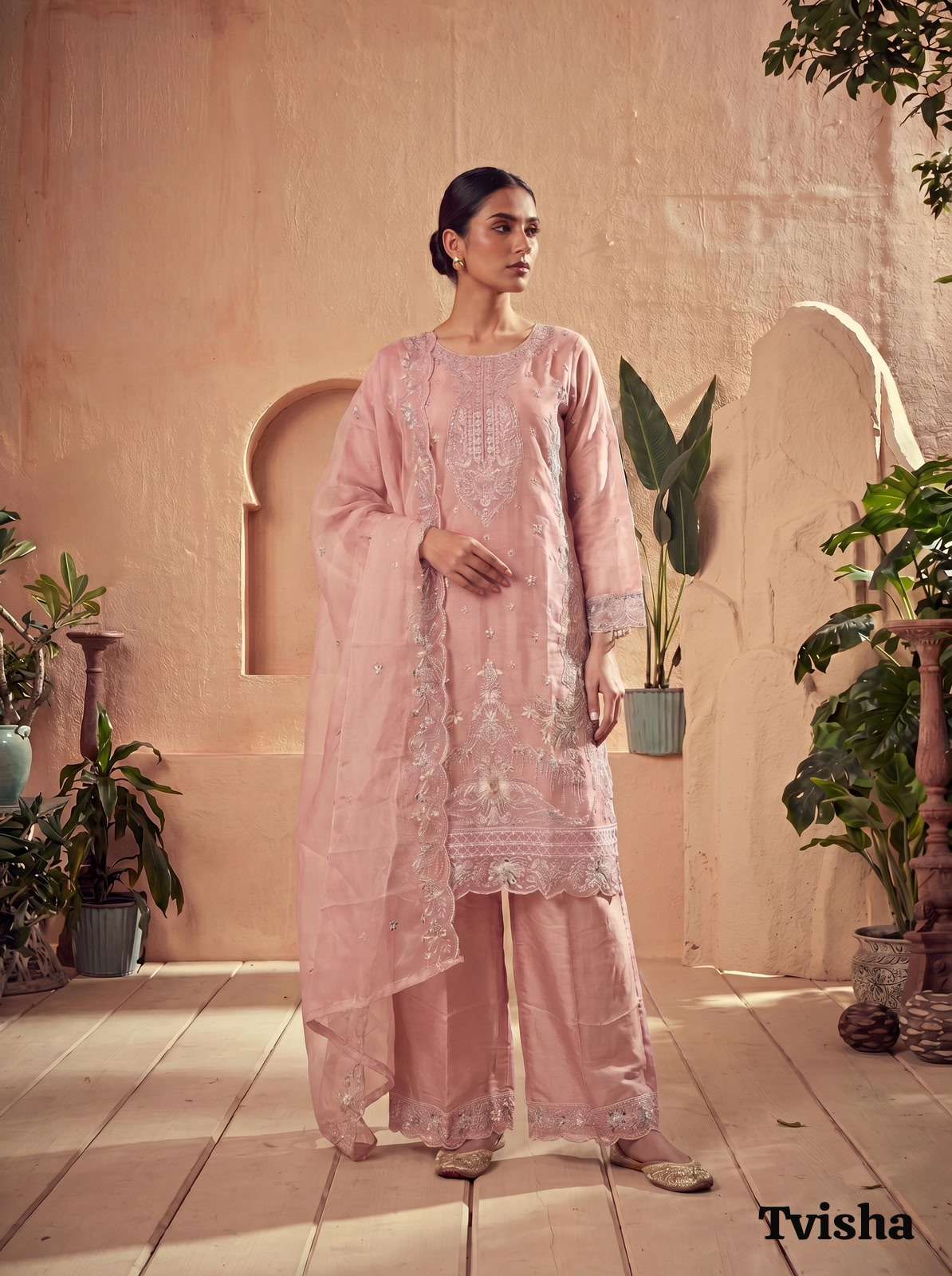 INLI TVISHA VOL 2 ORGANZA SILK HEAVY EMBROIDERD DESIGNER WORK READY MADE LADIES SUIT