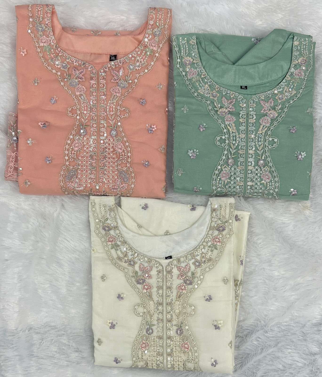 INLI TVISHA VOL 2 ORGANZA SILK HEAVY EMBROIDERD DESIGNER WORK READY MADE LADIES SUIT
