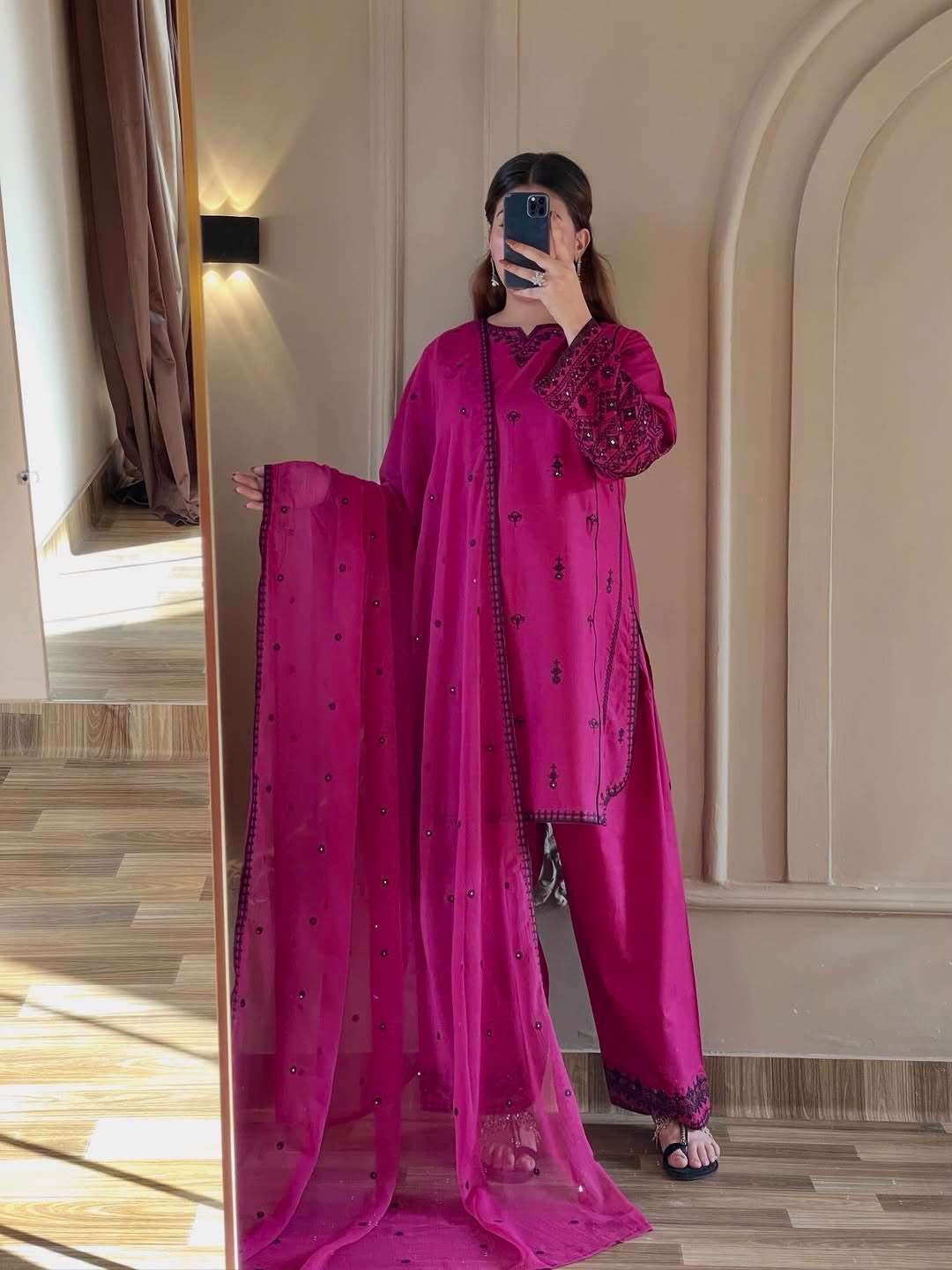 JF 047 RAYON COTTON FANCY WORKS ETHNIC WEAR LADIES SUIT