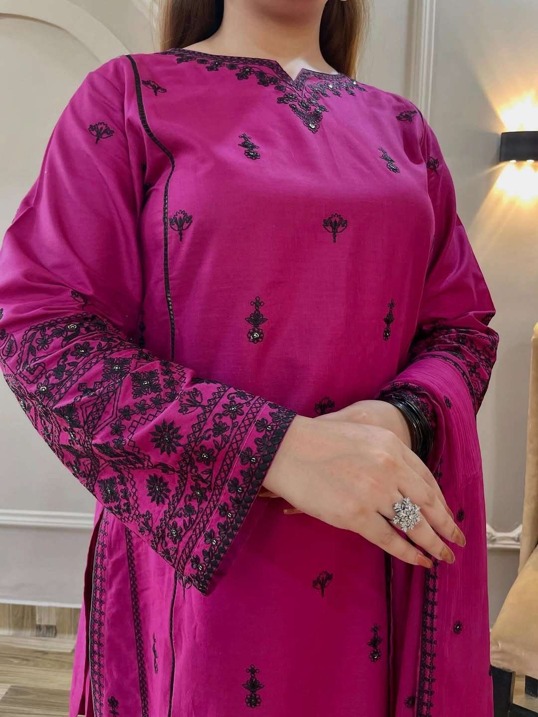 JF 047 RAYON COTTON FANCY WORKS ETHNIC WEAR LADIES SUIT