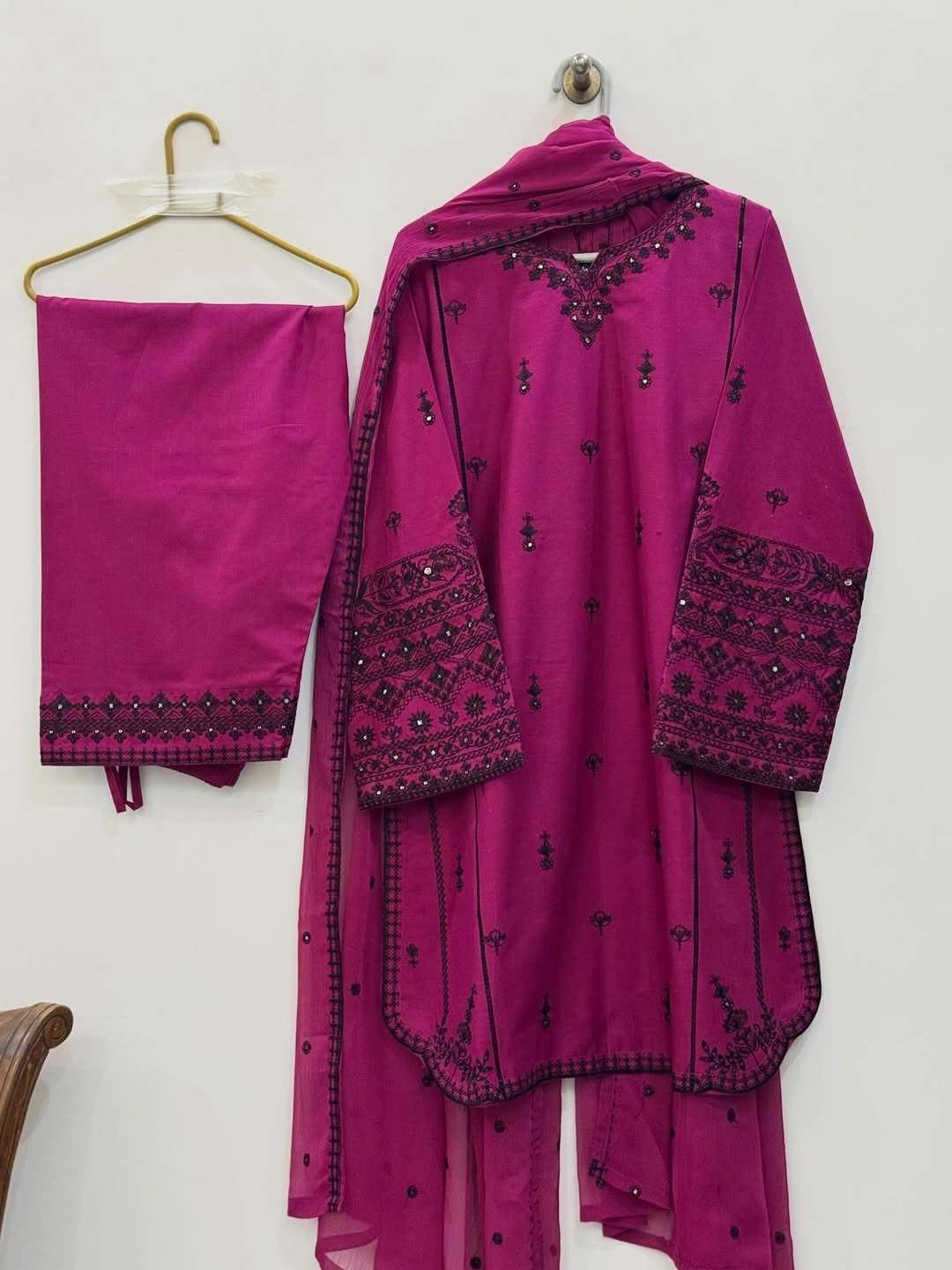 JF 047 RAYON COTTON FANCY WORKS ETHNIC WEAR LADIES SUIT