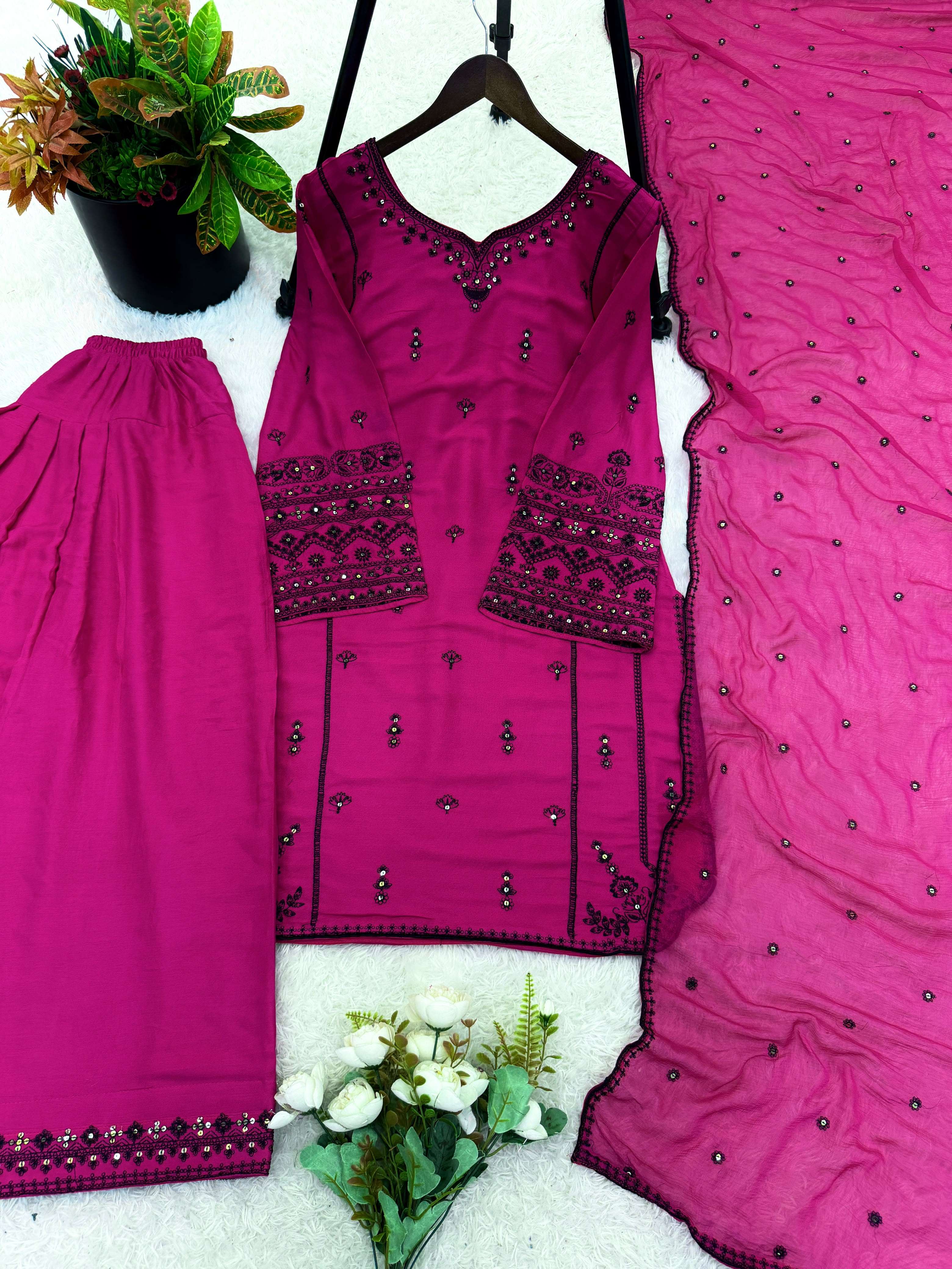 JF 047 RAYON COTTON FANCY WORKS ETHNIC WEAR LADIES SUIT