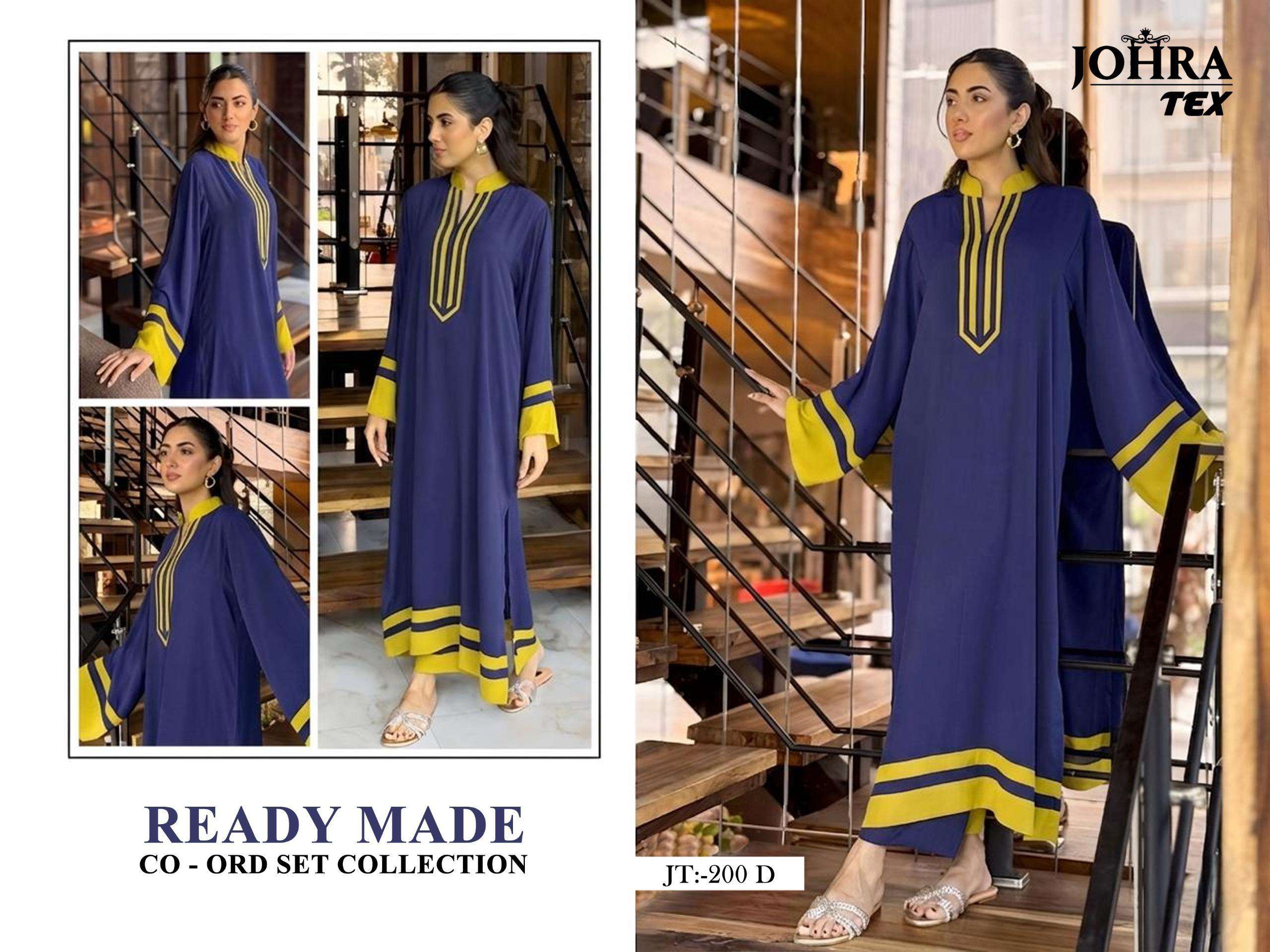 JOHRA TEX JT 200 DEF VISCOSE FANCY WORKS PAKISTANI STYLE KURTI WITH BOTTOM PAIR 