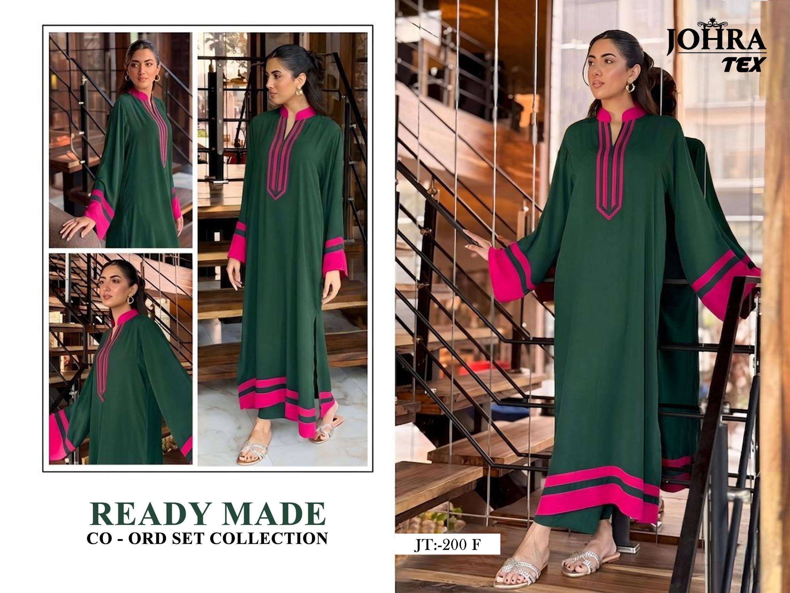 JOHRA TEX JT 200 DEF VISCOSE FANCY WORKS PAKISTANI STYLE KURTI WITH BOTTOM PAIR 