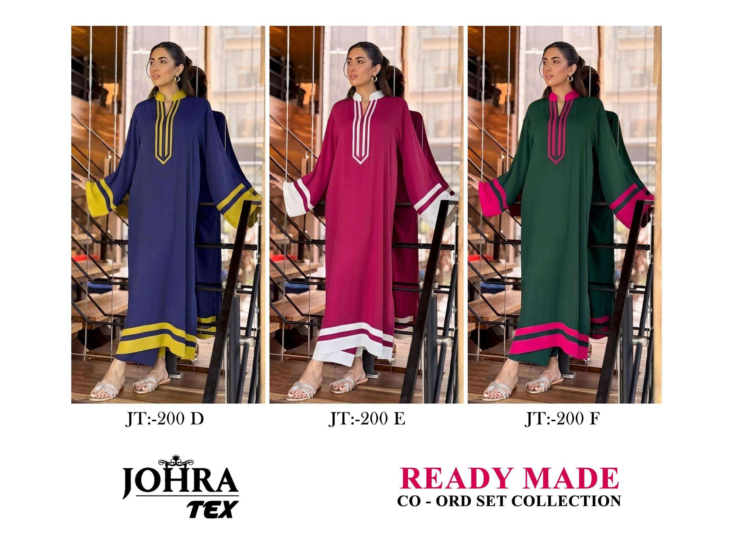 JOHRA TEX JT 200 DEF VISCOSE FANCY WORKS PAKISTANI STYLE KURTI WITH BOTTOM PAIR 