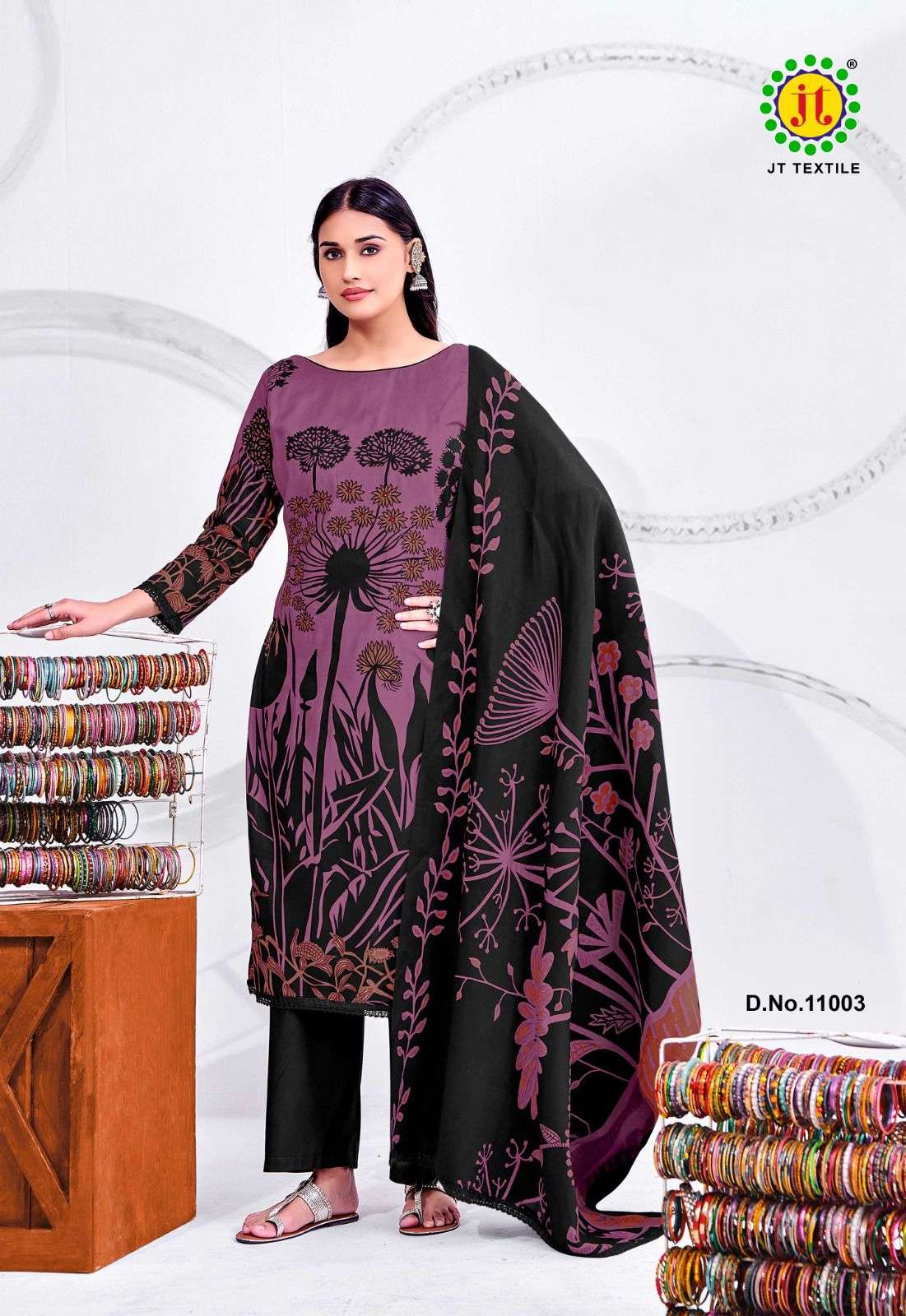 JT NIGAAR VOL 11 RAYON PRINT WITH FANCY LACE WORK SUIT