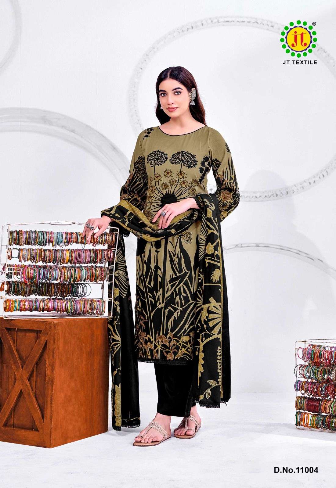 JT NIGAAR VOL 11 RAYON PRINT WITH FANCY LACE WORK SUIT