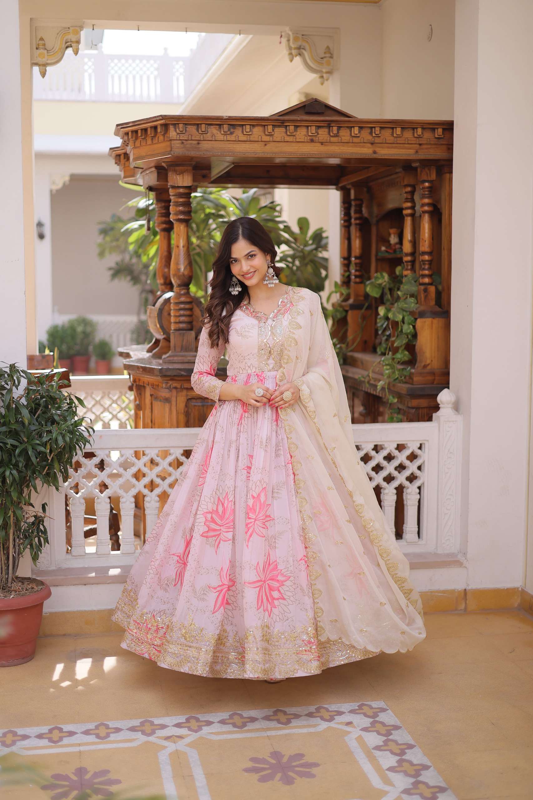 KA 1243 SILK HEAVY BEAUTIFUL DESIGNER READY MADE GOWN WITH DUPATTA SET