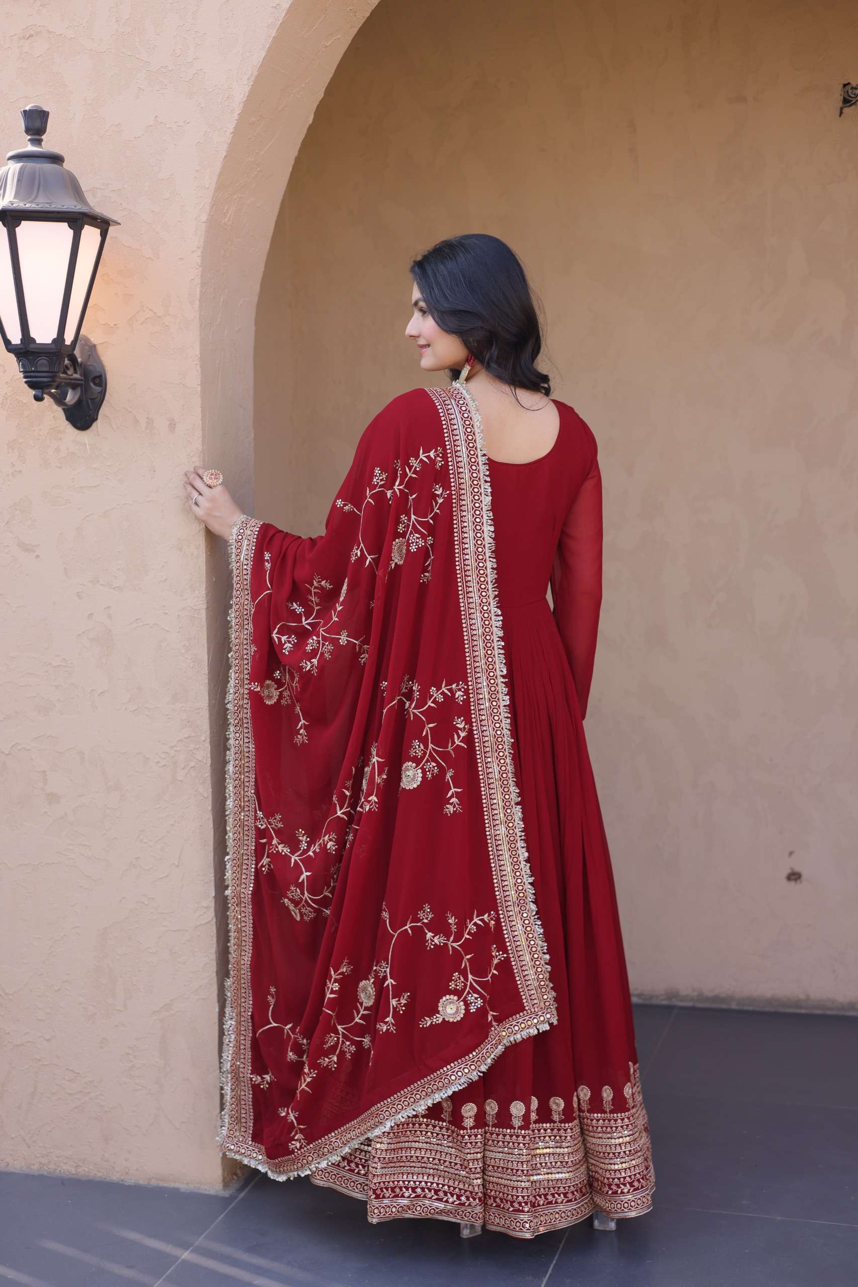 KA 1256 GEORGETTE SEQUENCE DESIGNER PARTY WEAR GOWN WITH DUPATTA 