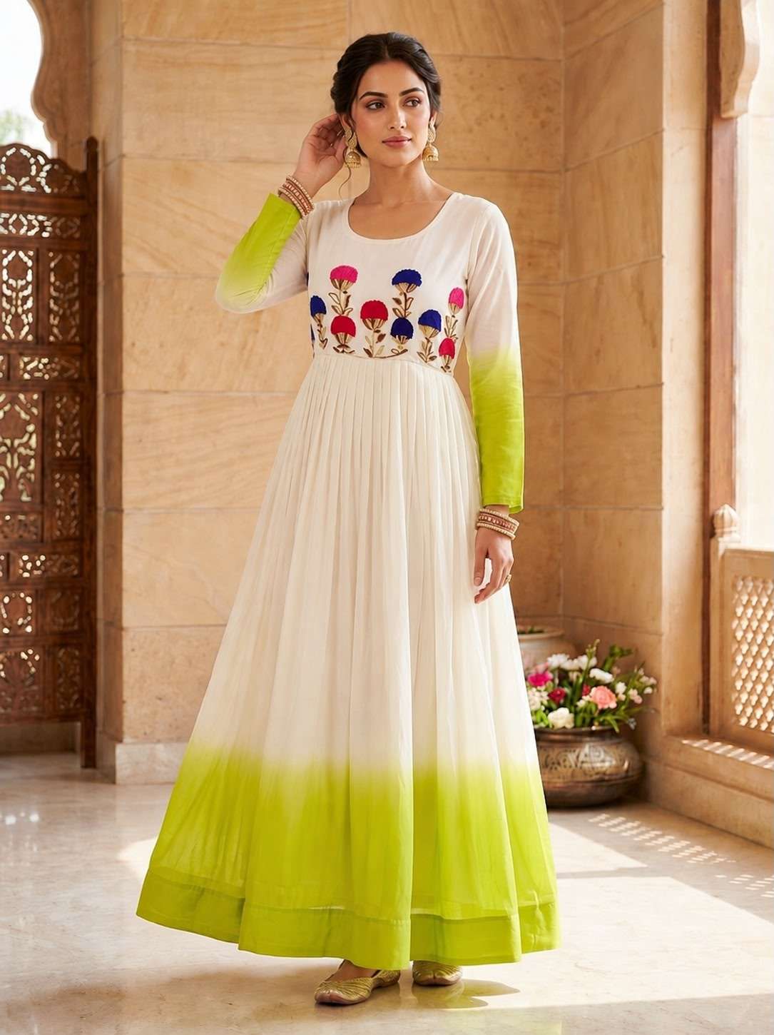 KA 1263 SHADED GEORGETTE SEQUENCE DESIGNER WORK FESTIVE WEAR LADIES GOWN DRESS