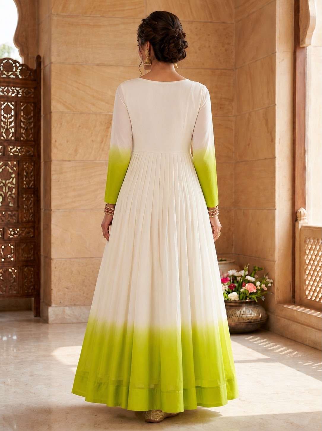 KA 1263 SHADED GEORGETTE SEQUENCE DESIGNER WORK FESTIVE WEAR LADIES GOWN DRESS