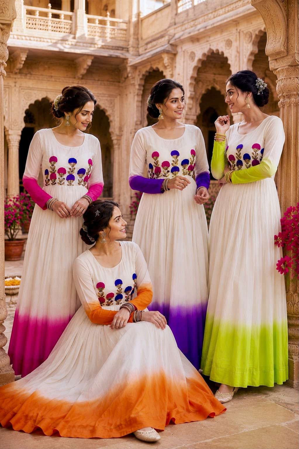 KA 1263 SHADED GEORGETTE SEQUENCE DESIGNER WORK FESTIVE WEAR LADIES GOWN DRESS