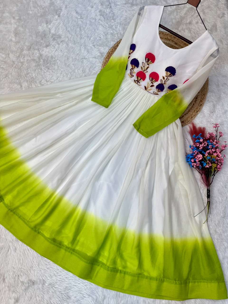 KA 1263 SHADED GEORGETTE SEQUENCE DESIGNER WORK FESTIVE WEAR LADIES GOWN DRESS