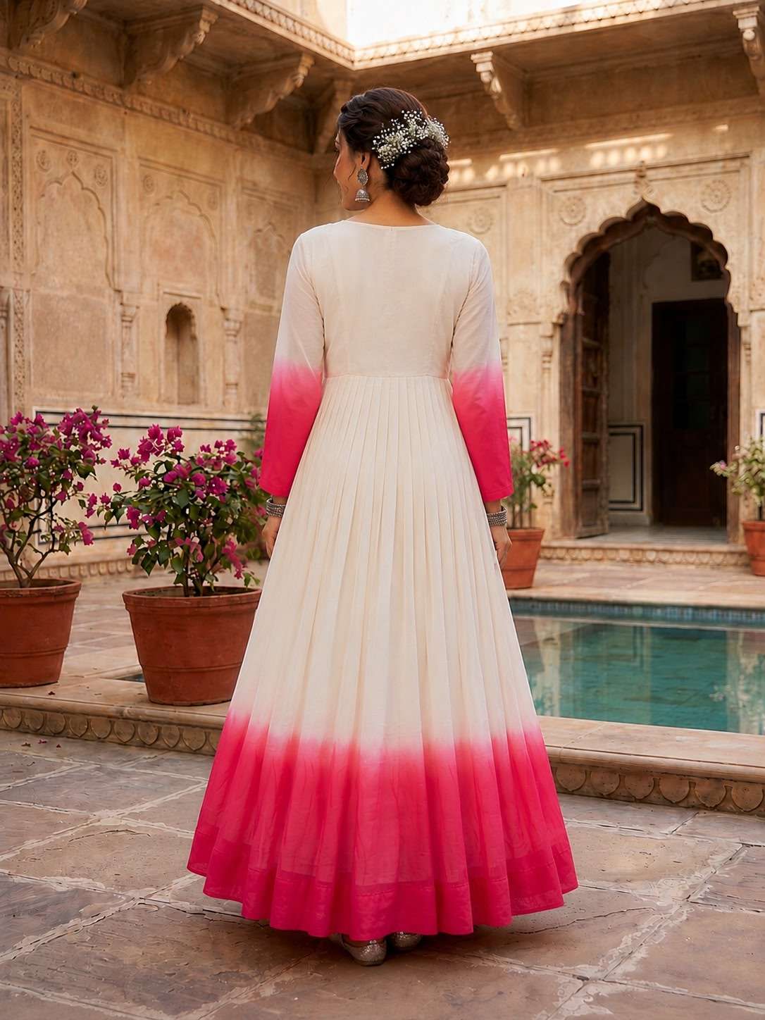 KA 1263 SHADED GEORGETTE SEQUENCE DESIGNER WORK FESTIVE WEAR LADIES GOWN DRESS