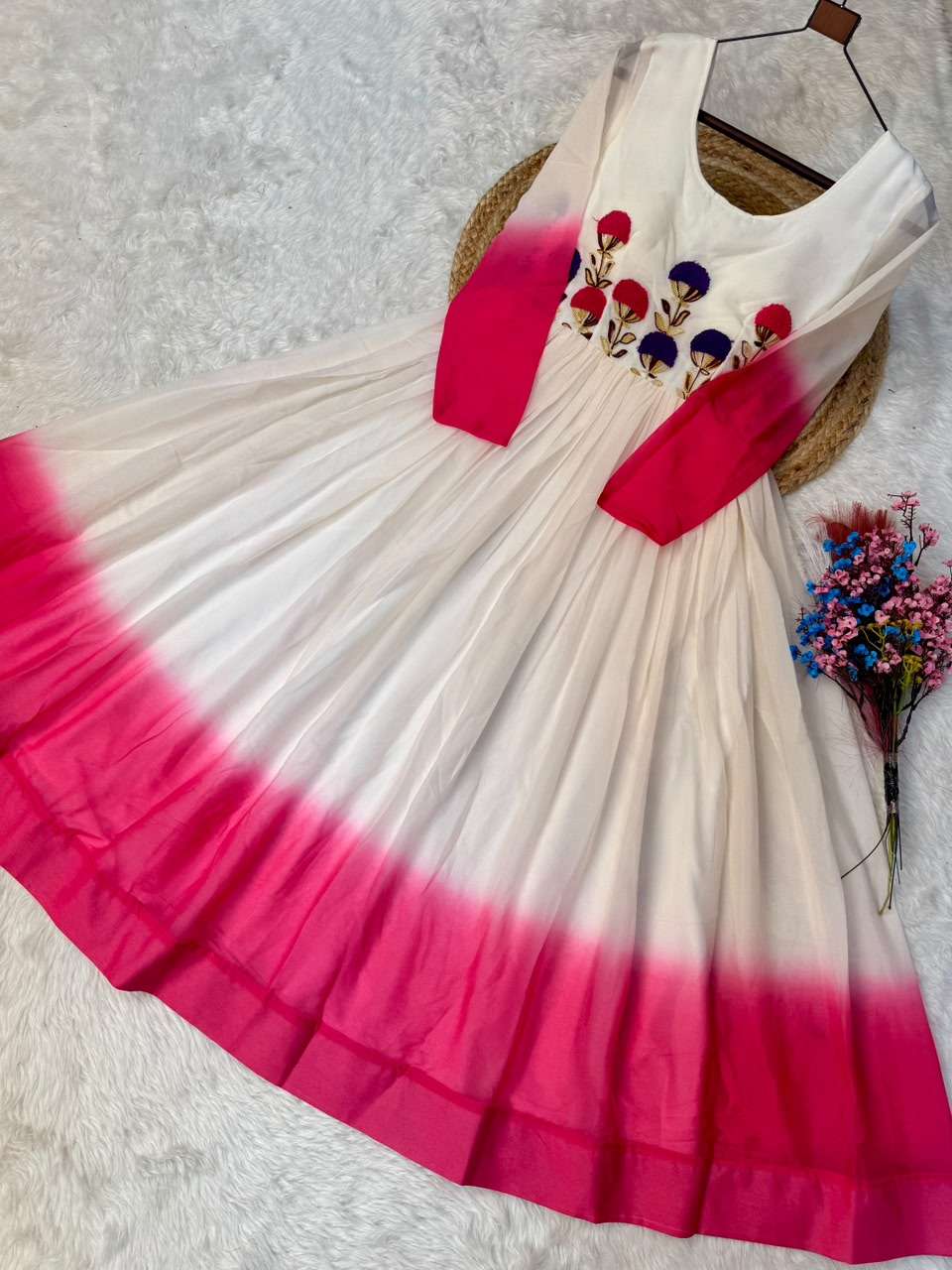 KA 1263 SHADED GEORGETTE SEQUENCE DESIGNER WORK FESTIVE WEAR LADIES GOWN DRESS