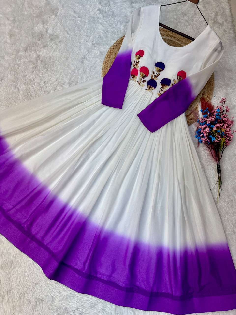 KA 1263 SHADED GEORGETTE SEQUENCE DESIGNER WORK FESTIVE WEAR LADIES GOWN DRESS