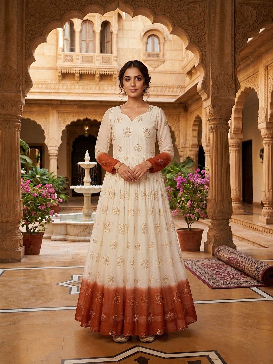 KA 1264 SHADED FABRIC SEQUENCE DESIGNER WORK READY MADE GOWN 