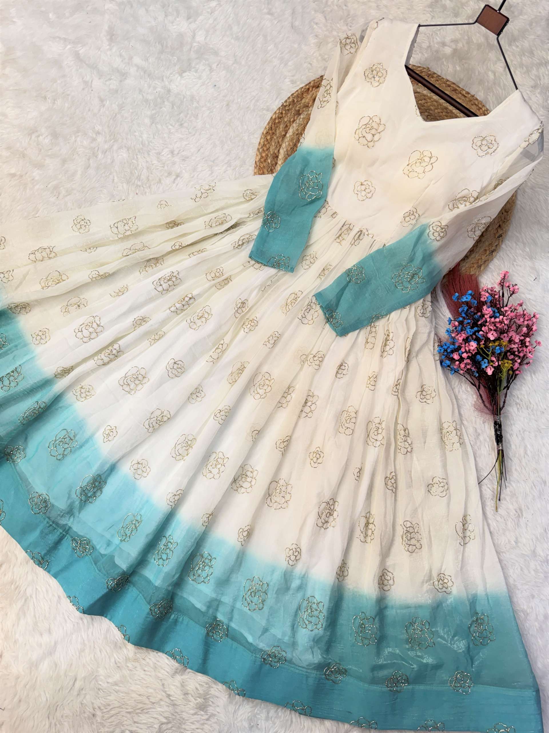 KA 1264 SHADED FABRIC SEQUENCE DESIGNER WORK READY MADE GOWN 