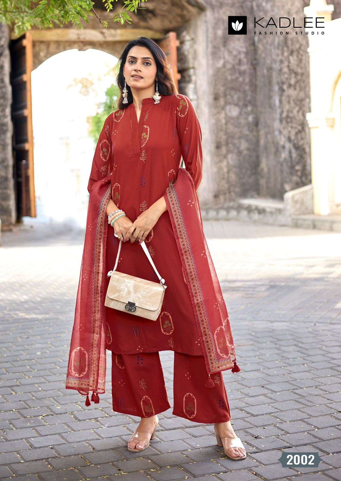 KADLEE FASHION CLASSY LOOK RAYON PRINT FANCY LADIES KURTI BOTTOM AND DUPATTA SET 
