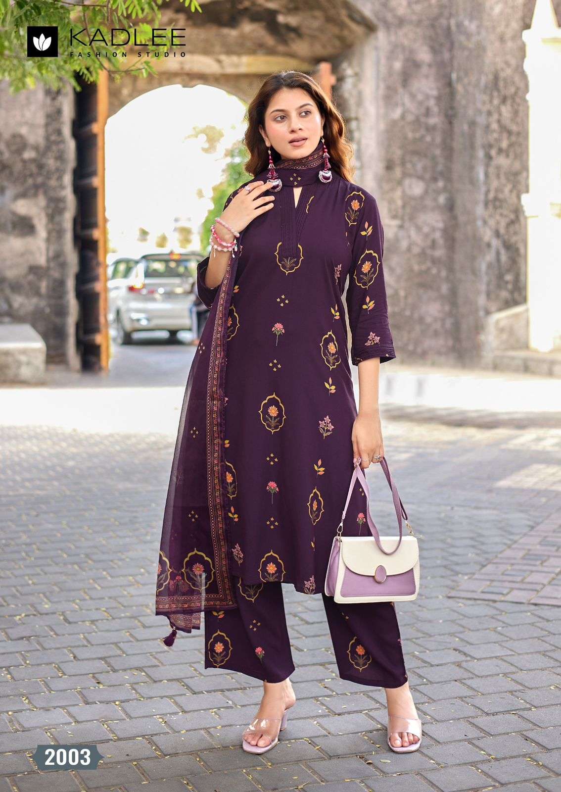 KADLEE FASHION CLASSY LOOK RAYON PRINT FANCY LADIES KURTI BOTTOM AND DUPATTA SET 