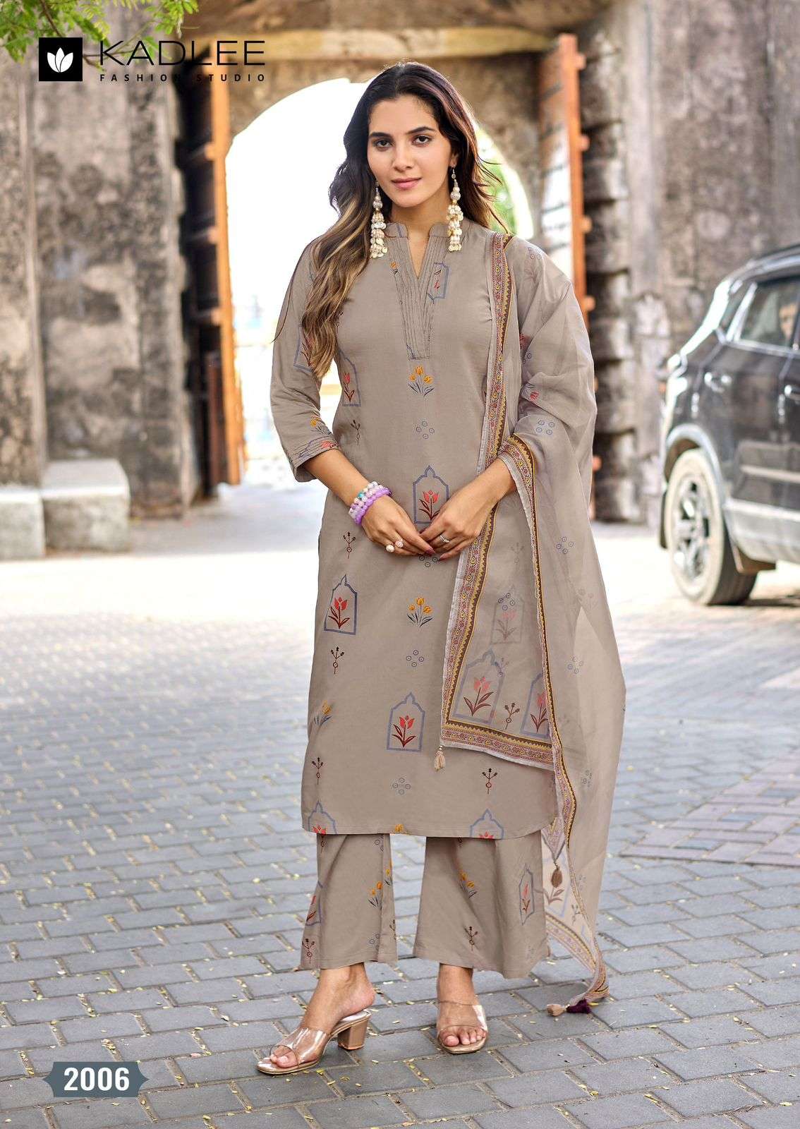 KADLEE FASHION CLASSY LOOK RAYON PRINT FANCY LADIES KURTI BOTTOM AND DUPATTA SET 