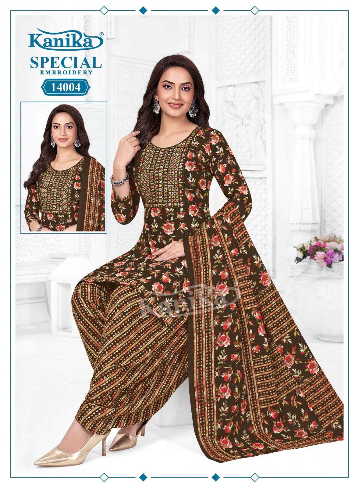 KANIKA SPECIAL EMBROIDERY VOL 14 COTTON PRINTED PATIYALA SUIT