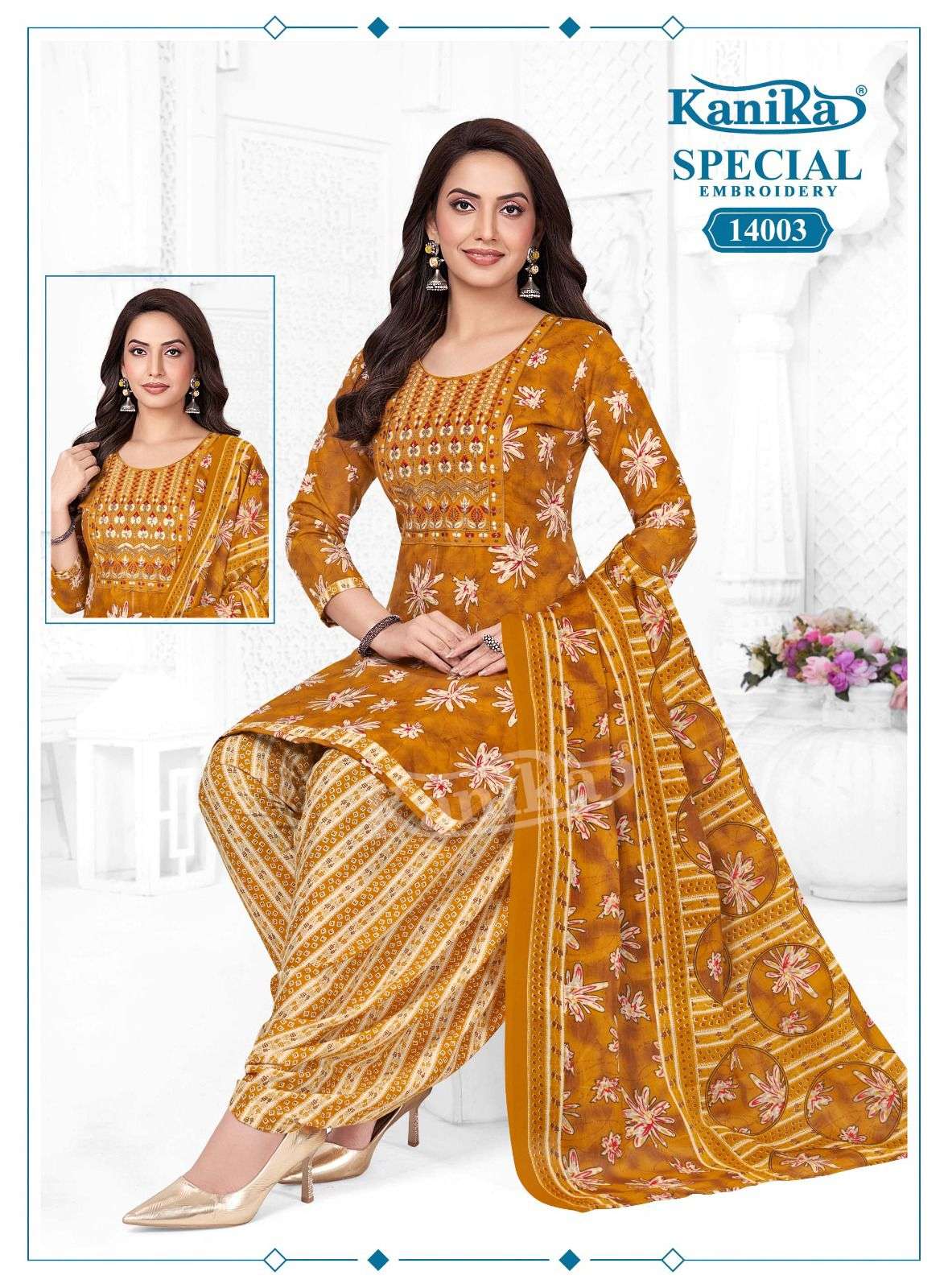 KANIKA SPECIAL EMBROIDERY VOL 14 COTTON PRINTED PATIYALA SUIT