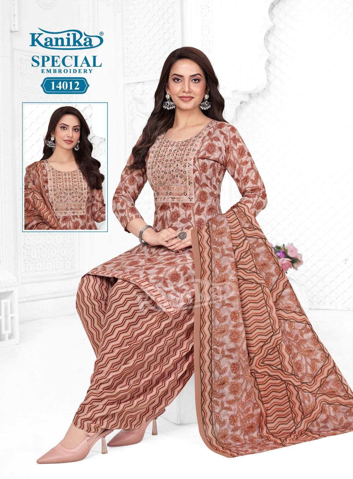 KANIKA SPECIAL EMBROIDERY VOL 14 COTTON PRINTED PATIYALA SUIT